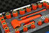 25 Piece 1/4" Drive 6 and 12 Point SAE and Metric, Standard Socket and Attachments Set, 1000V Insulated