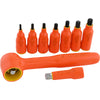 9 Piece 3/8" Drive Insulated Metric Hex Bit Socket and Attachment Set, 1000V Insulated