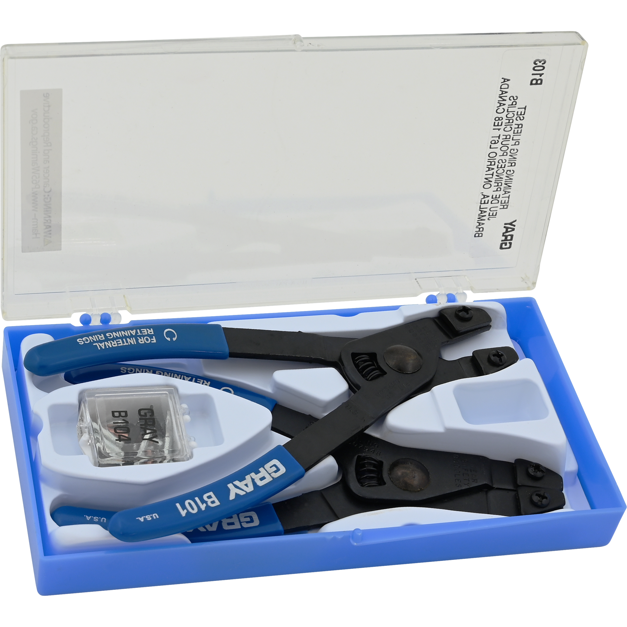 3 Piece Internal and External Retaining Ring Plier Set with Replaceable Tips