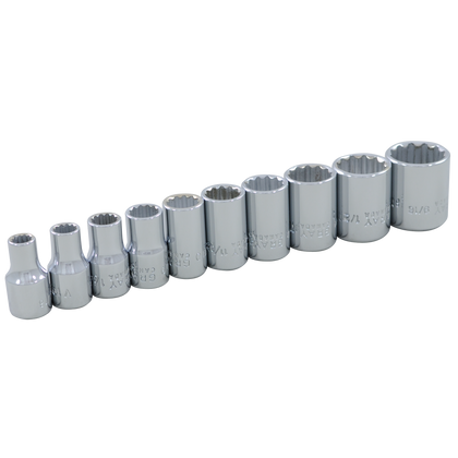 10 pieces 12 point standard SAE socket set