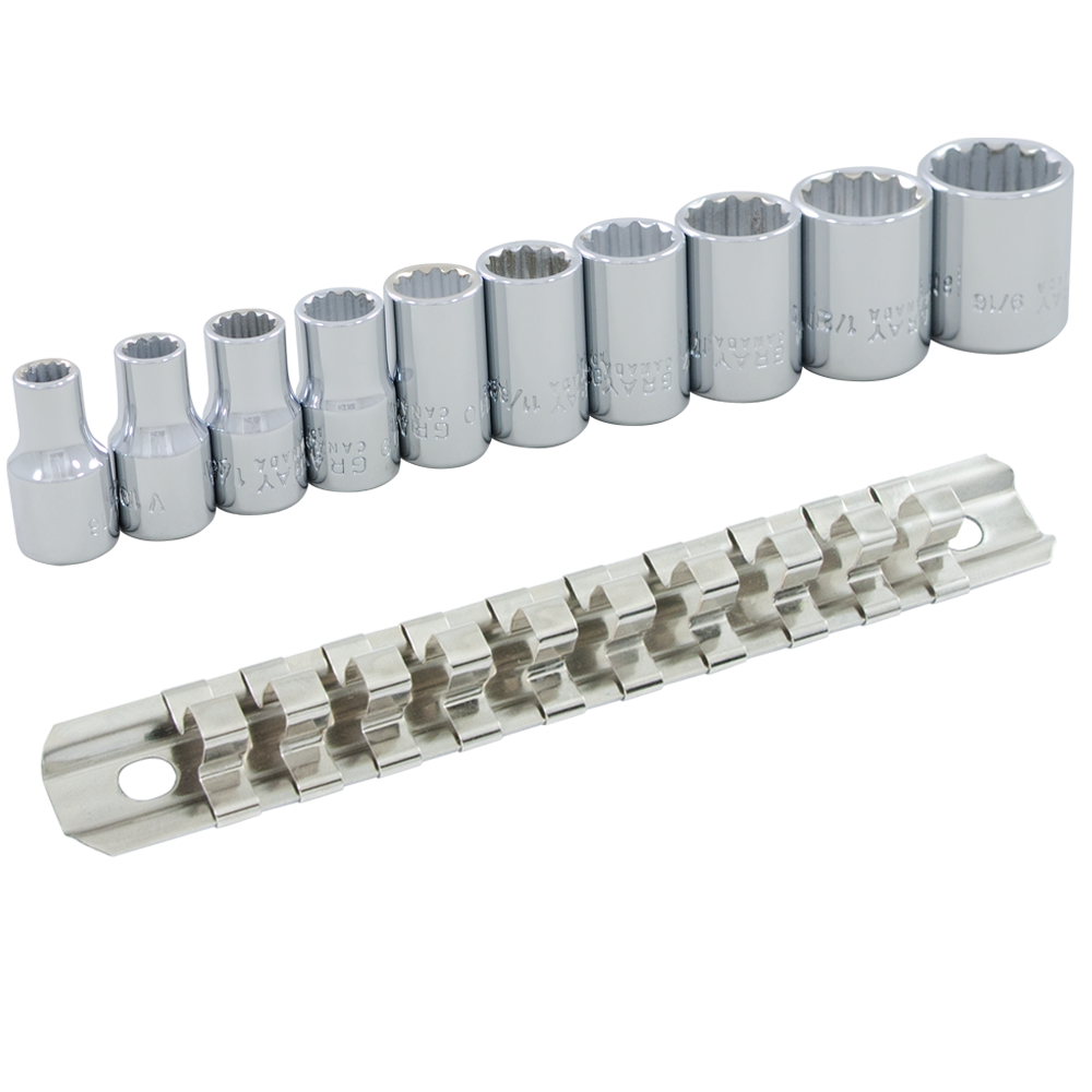1/4" Dr. 10 Piece 12 Point Standard SAE Socket Set