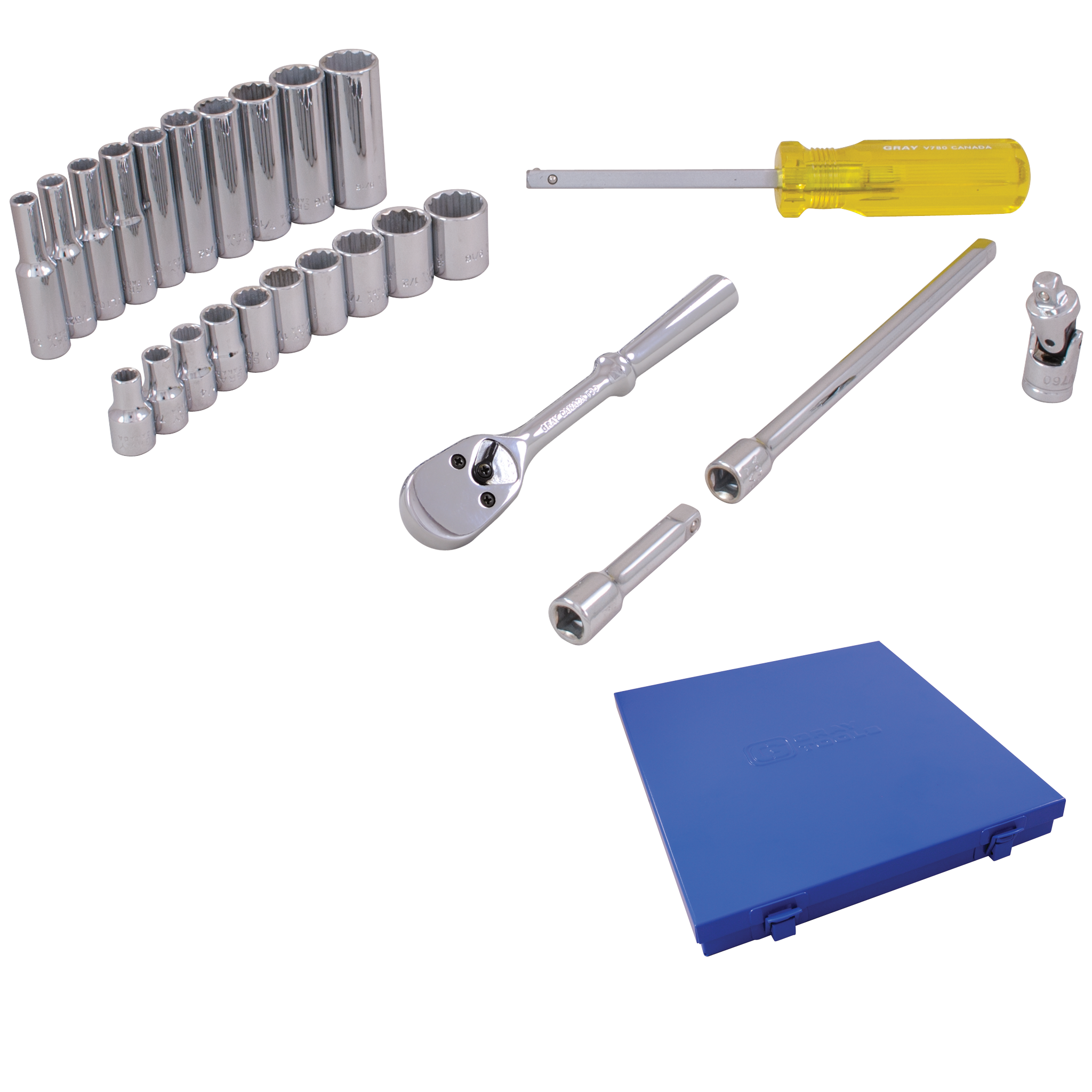 1/4" Dr. 25 Piece 12 Point Standard & Deep SAE Socket Set