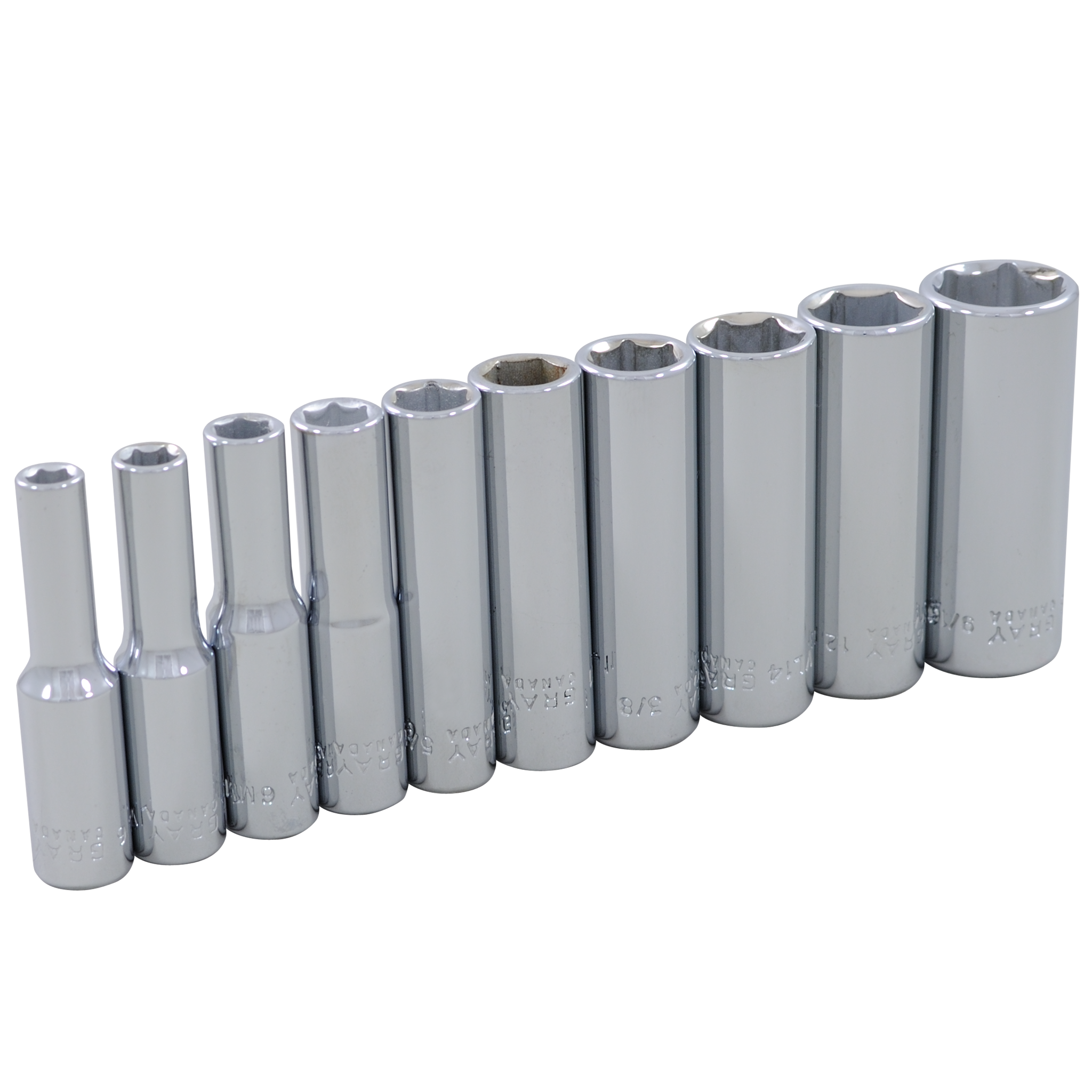 1/4" Dr. 10 Piece 6 Point Deep SAE Socket Set