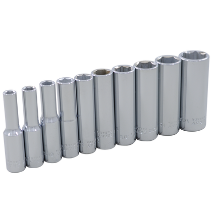 10 piece 6 point deep SAE socket set