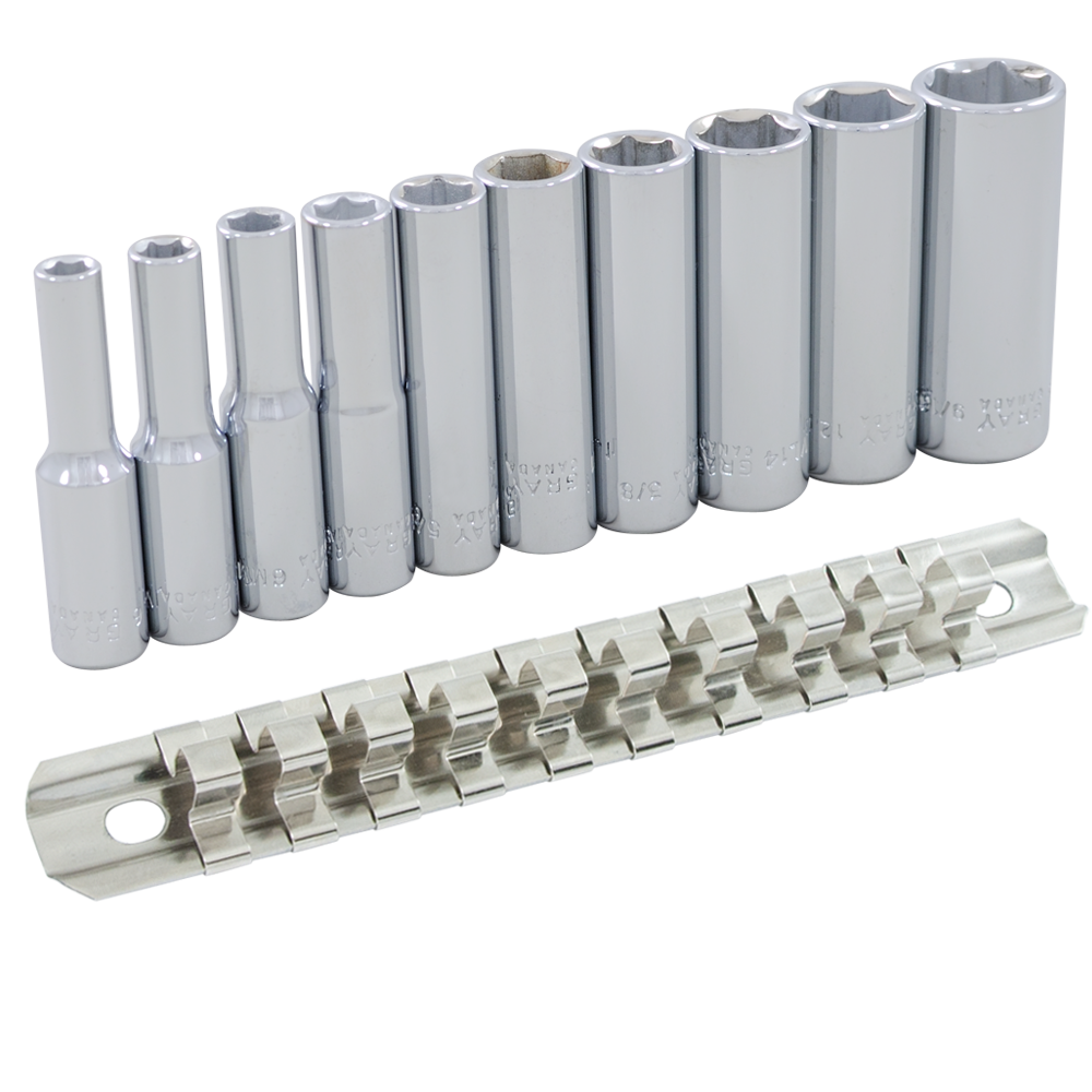 1/4" Dr. 10 Piece 6 Point Deep SAE Socket Set
