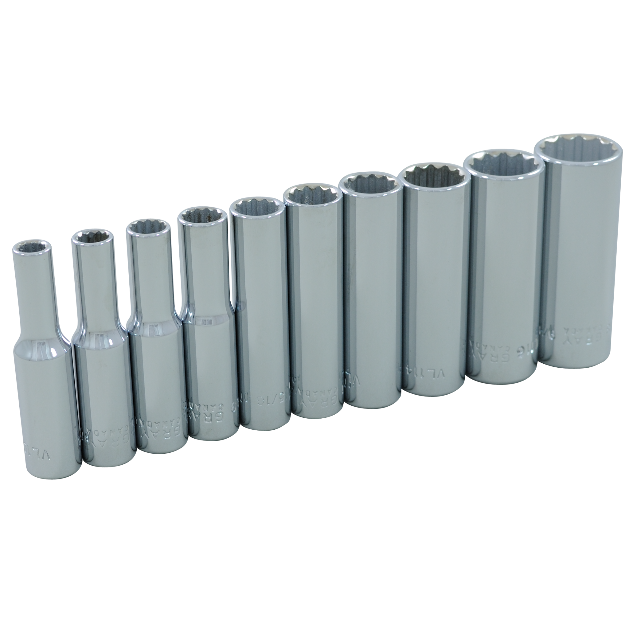 1/4" Dr. 10 Piece 12 Point Deep SAE Socket Set