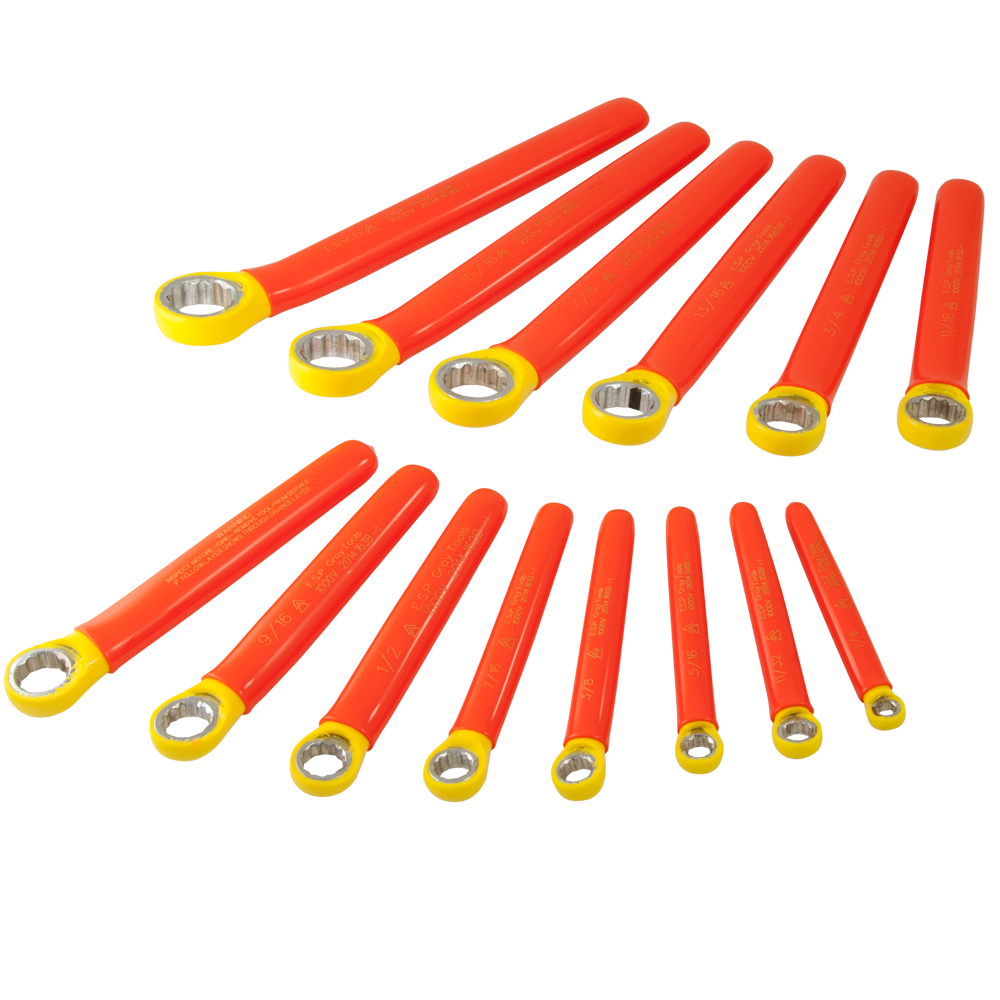 Insulated 14 Piece 12 Point SAE Box End Wrench Set