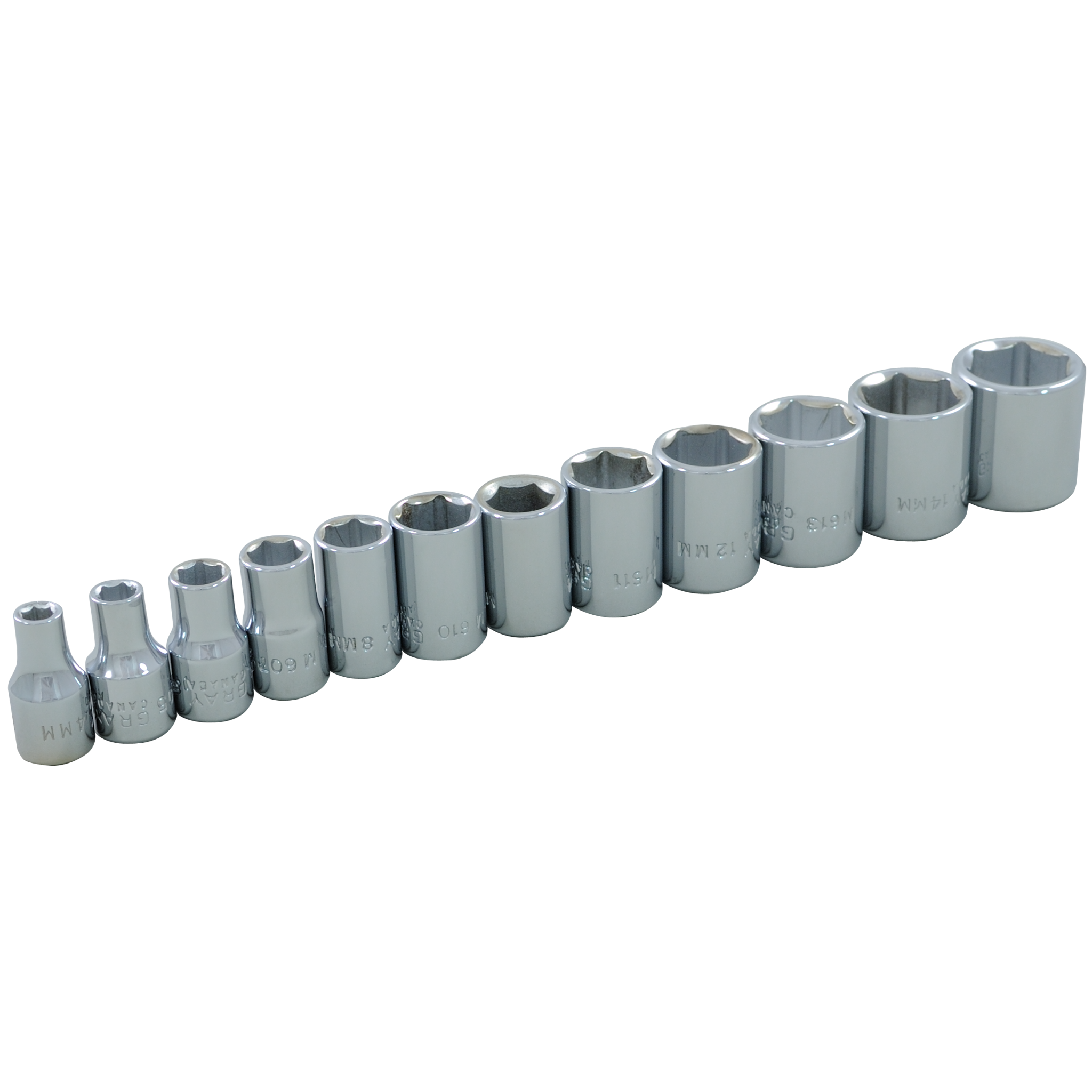 1/4" Dr. 12 Piece 6 Point Standard Metric Socket Set