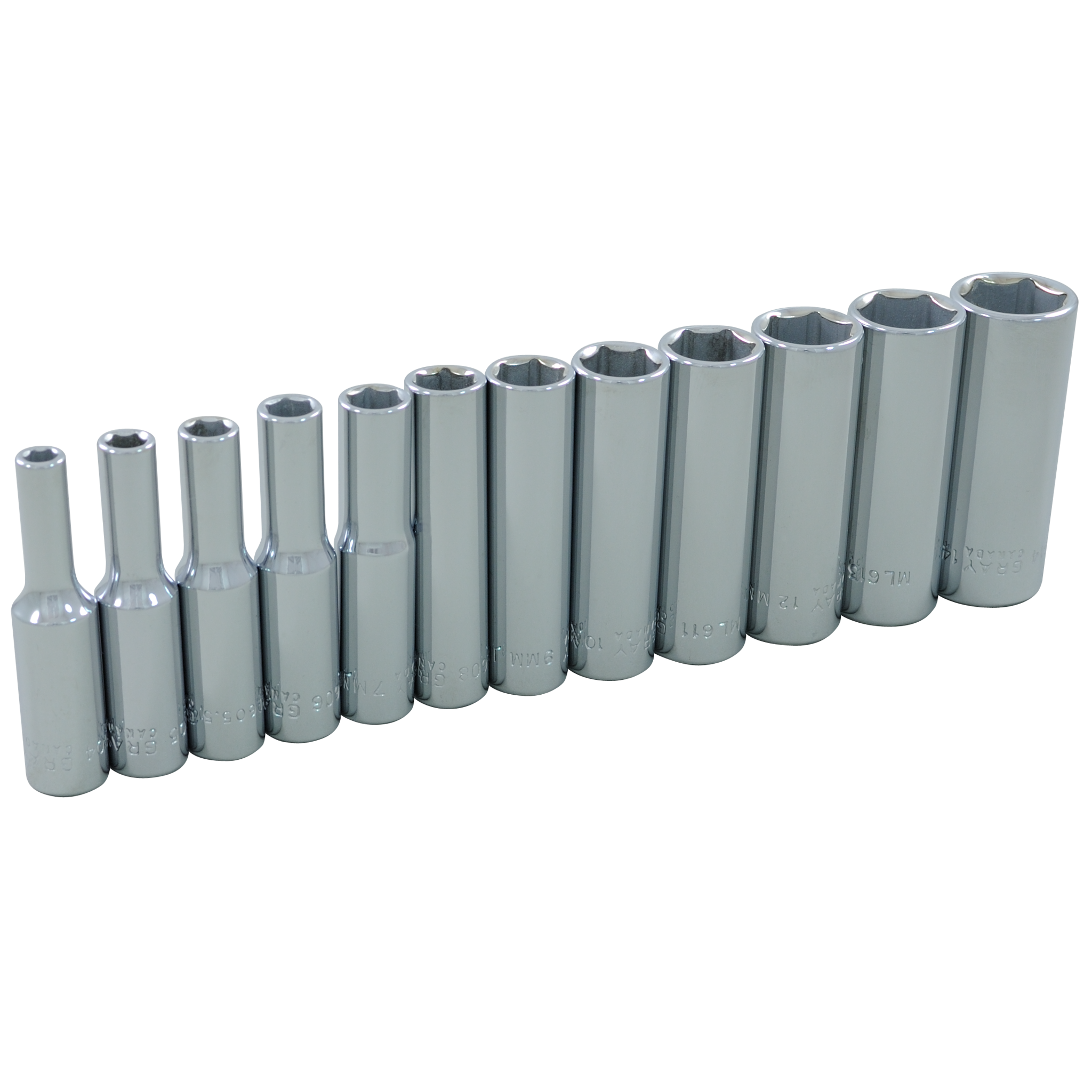 1/4" Dr. 12 Piece 6 Point Deep Metric Socket Set