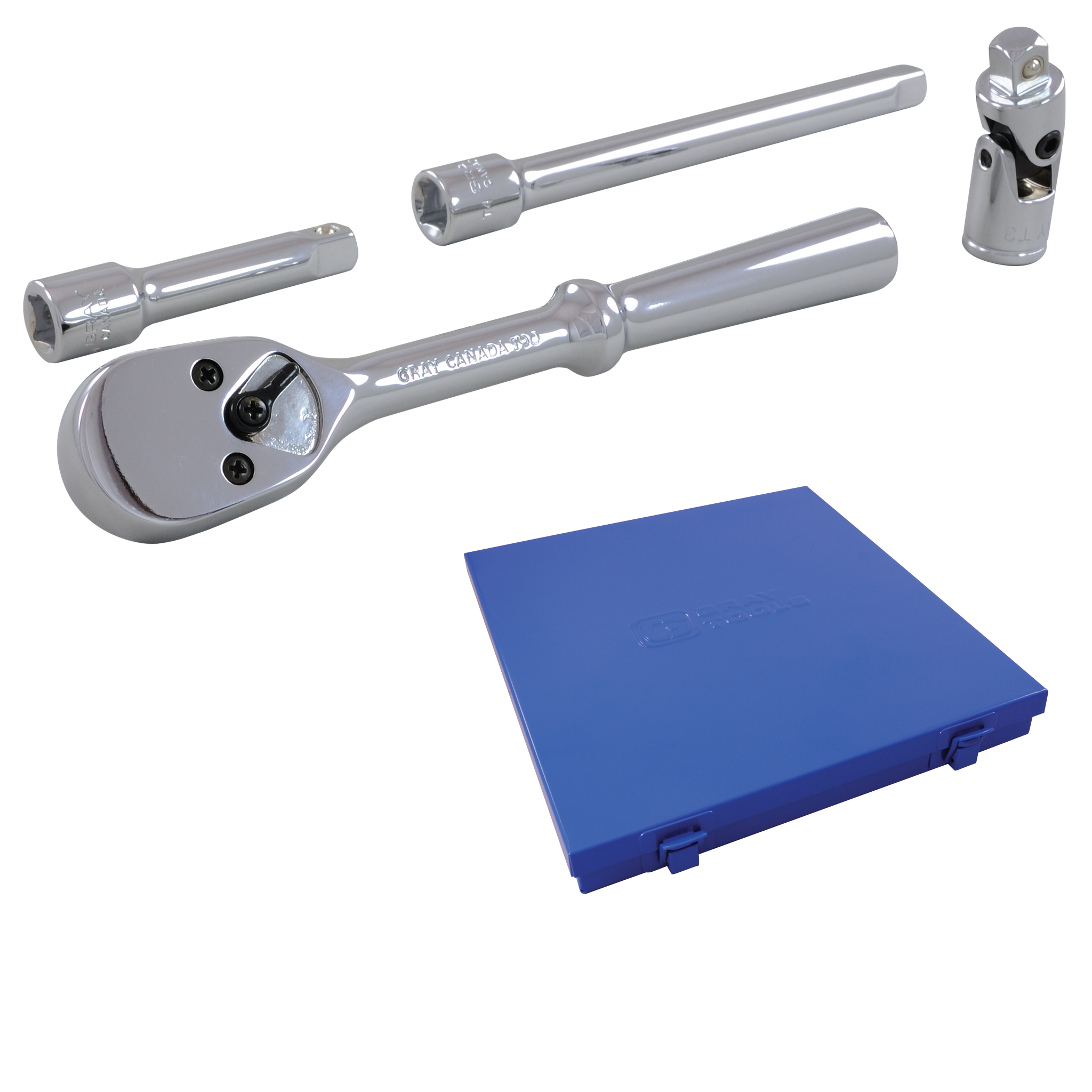 3/8" Dr. 4 Piece Chrome Ratchet & Attachment Set