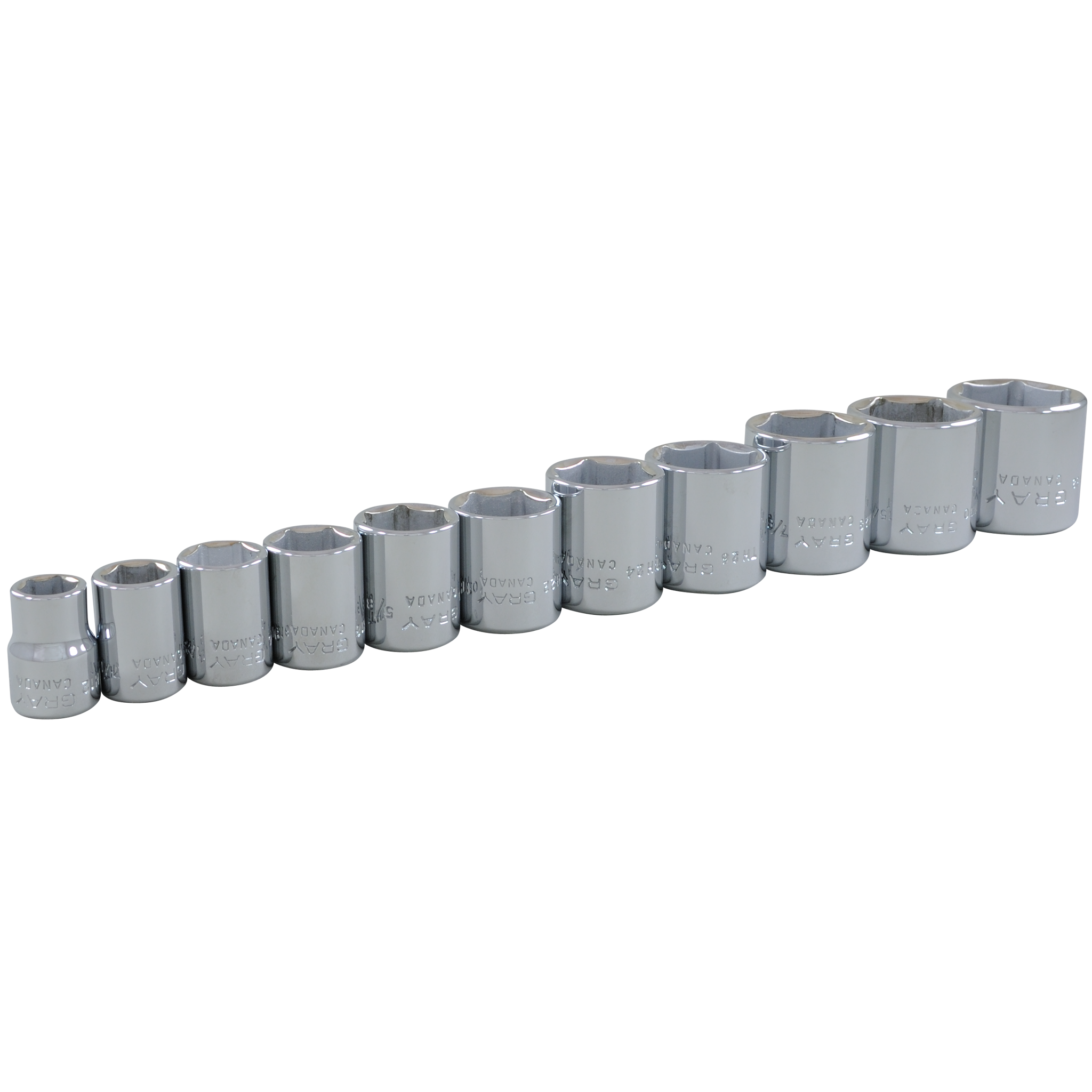 3/8" Dr. 11 Piece 6 Point Standard SAE Socket Set