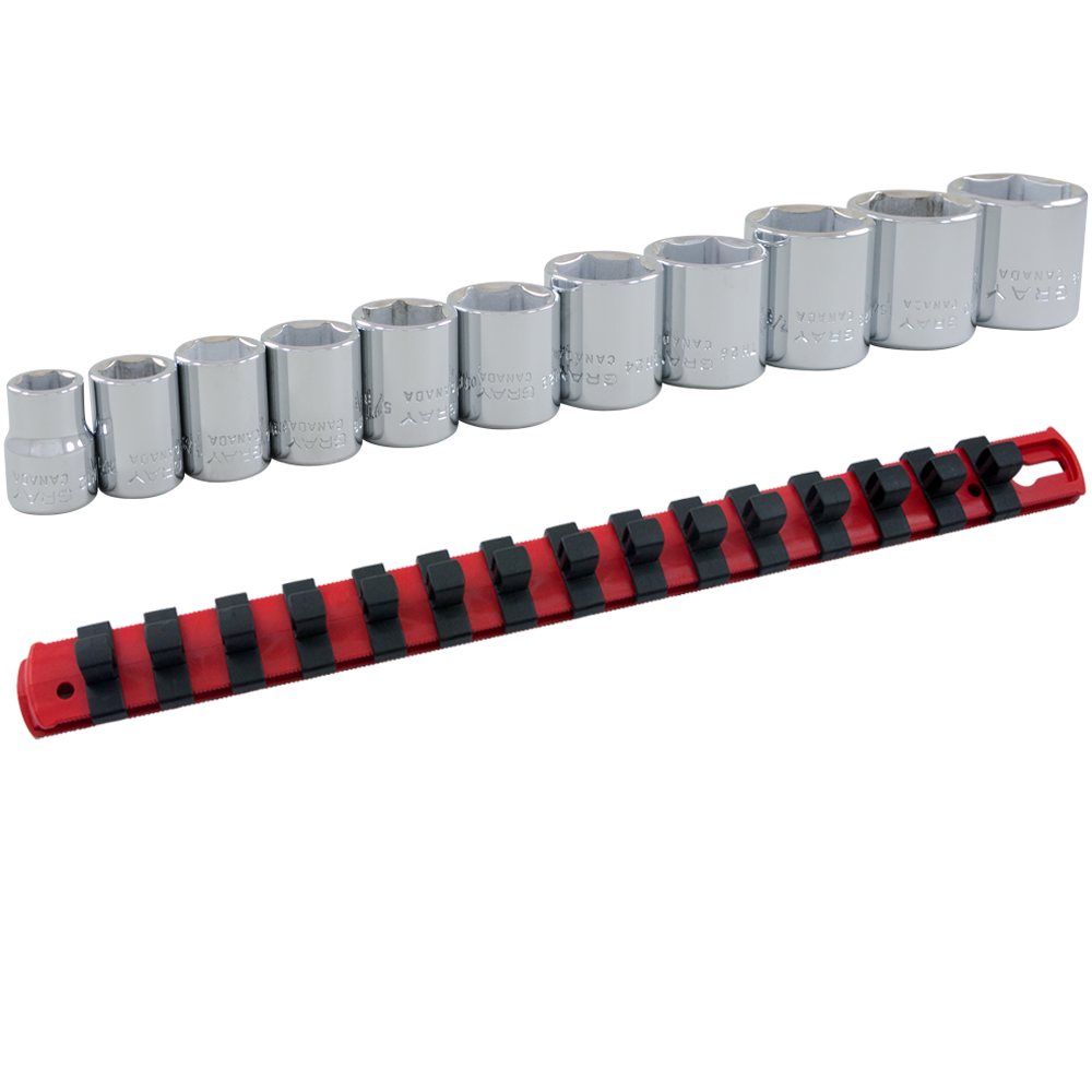 3/8" Dr. 11 Piece 6 Point Standard SAE Socket Set