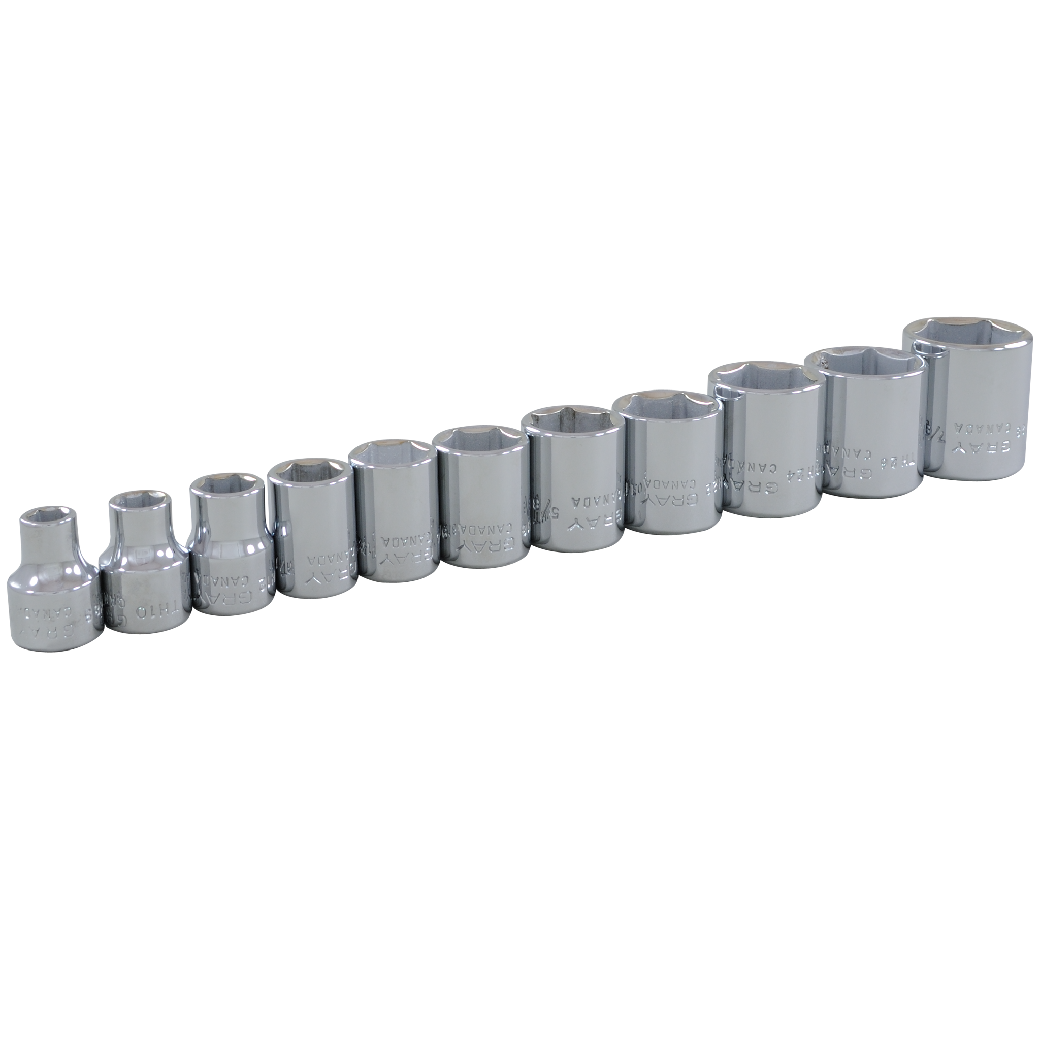 3/8" Dr. 11 Piece 6 Point Standard SAE Socket Set