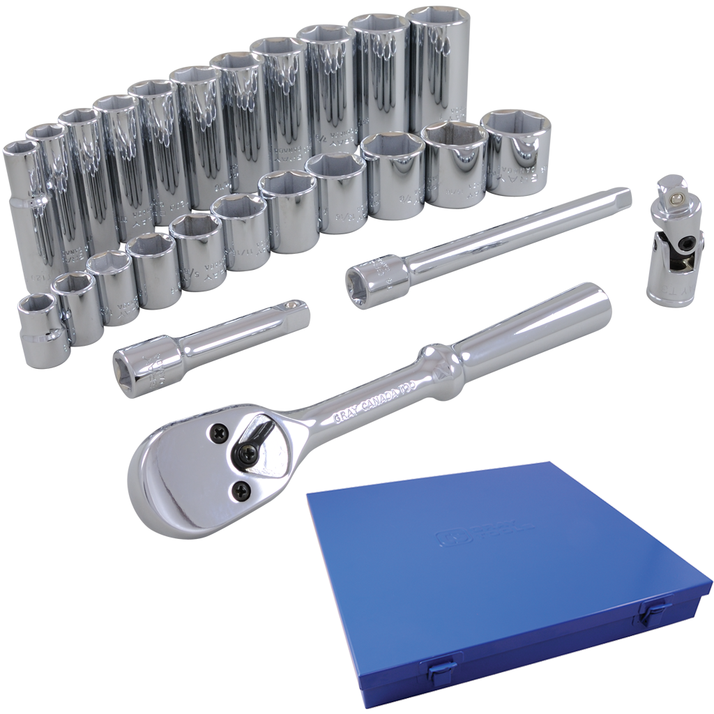 3/8" Dr. 26 Piece 6 Point SAE Socket & Attachment Set