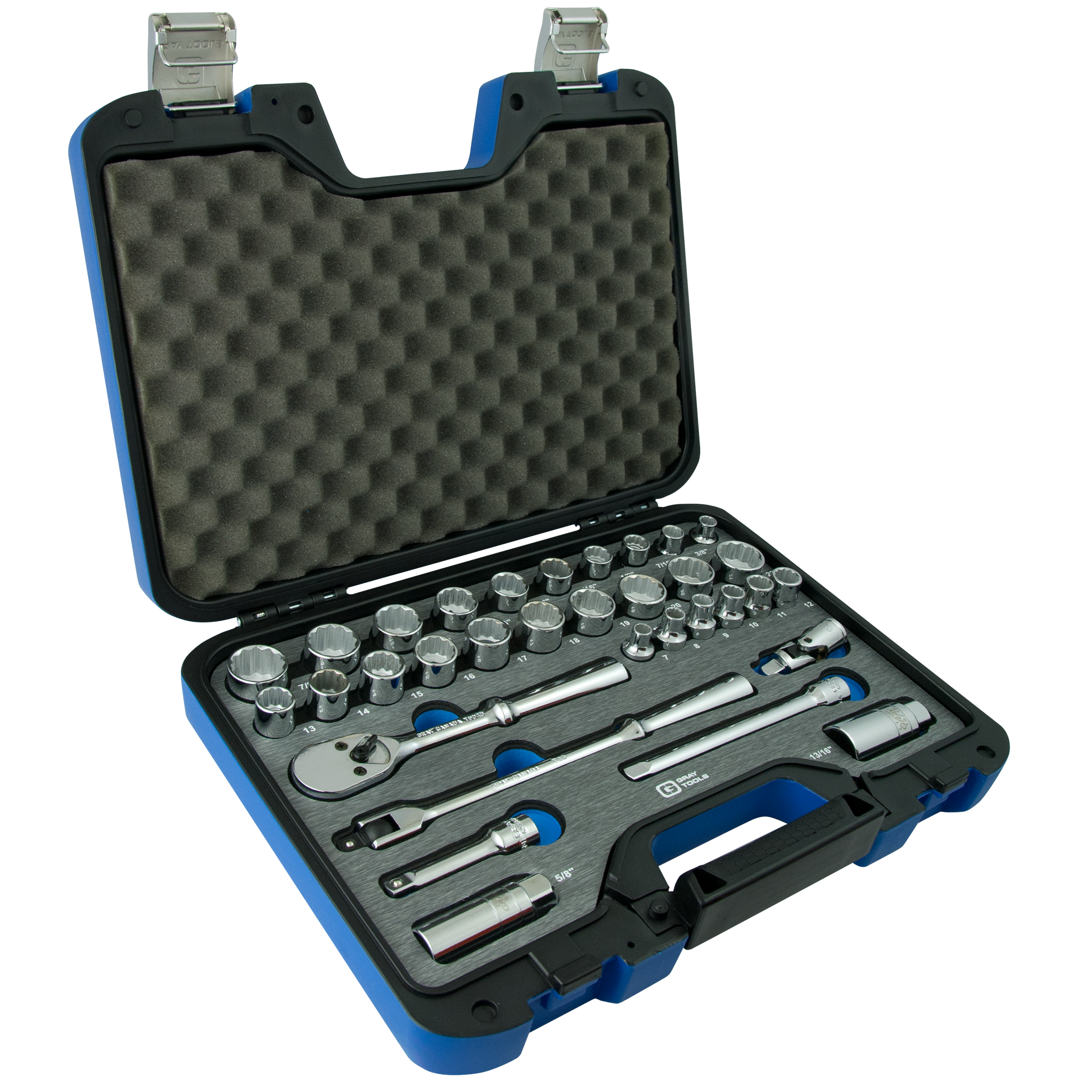 3/8" Dr. 33 Piece 12 Point SAE & Metric Socket & Attachment Set