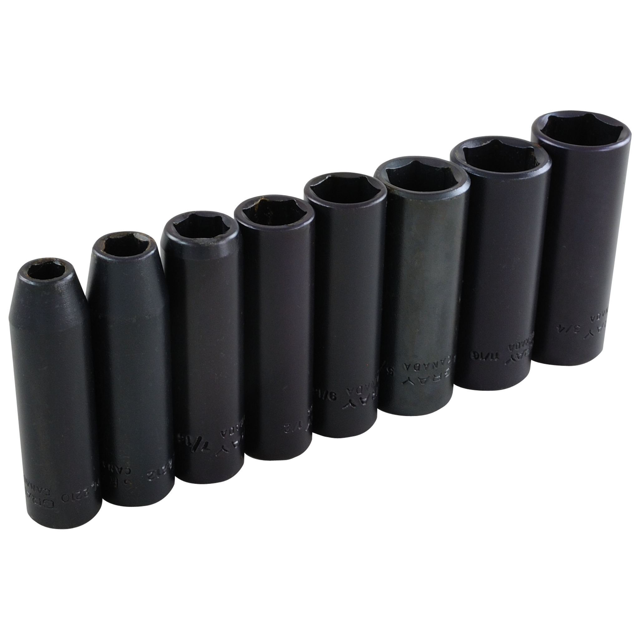 3/8" Dr. 8 Piece 6 Point Deep SAE Impact Socket Set