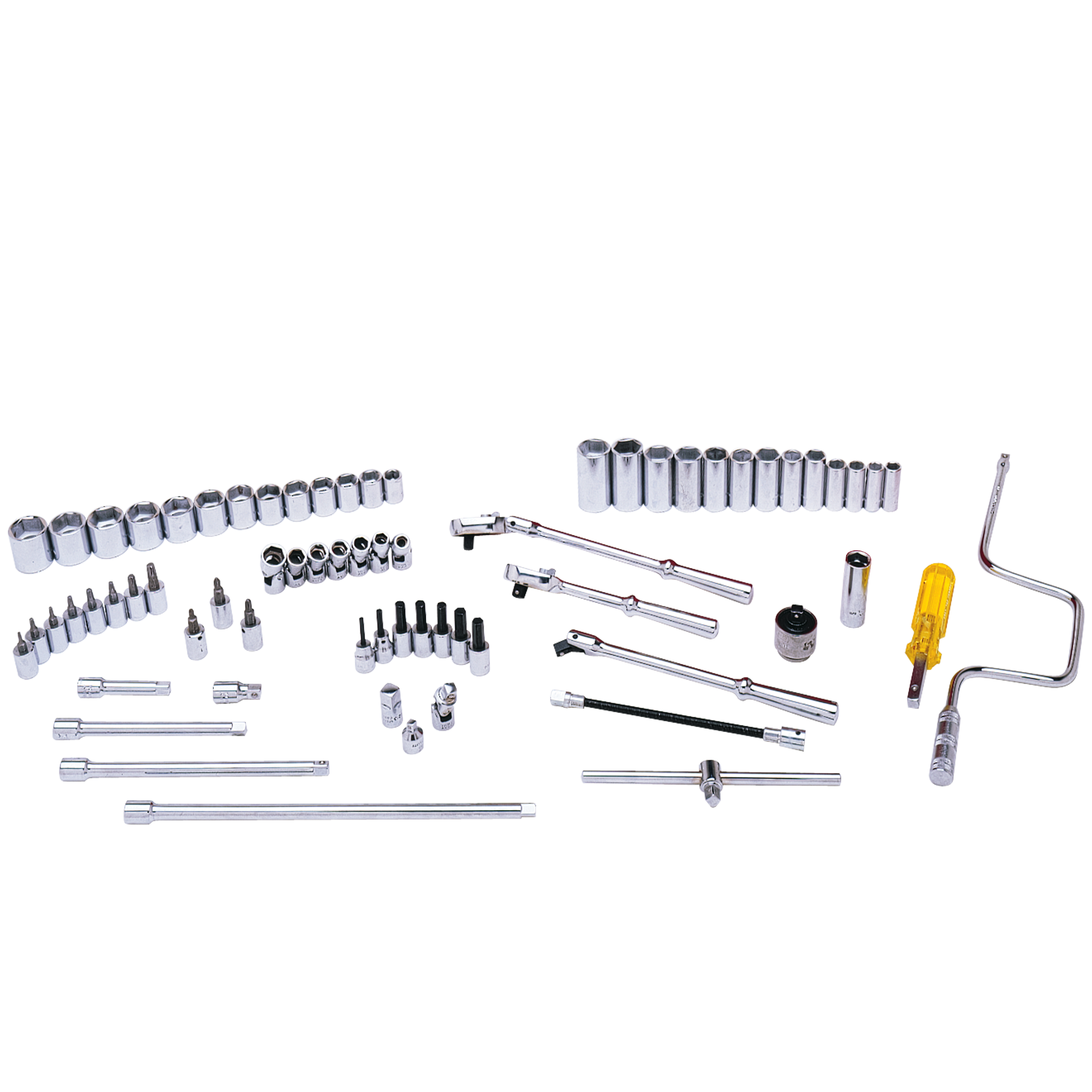 68 Piece 3/8" Drive Chrome 6 Point SAE Socket & Attachment Set - Tools Only