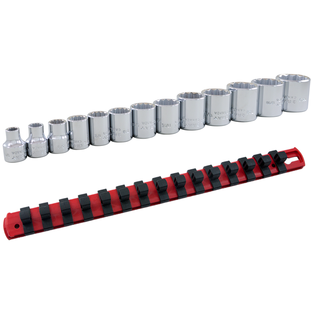 3/8" Dr. 13 Piece 12 Point Standard SAE Socket Set