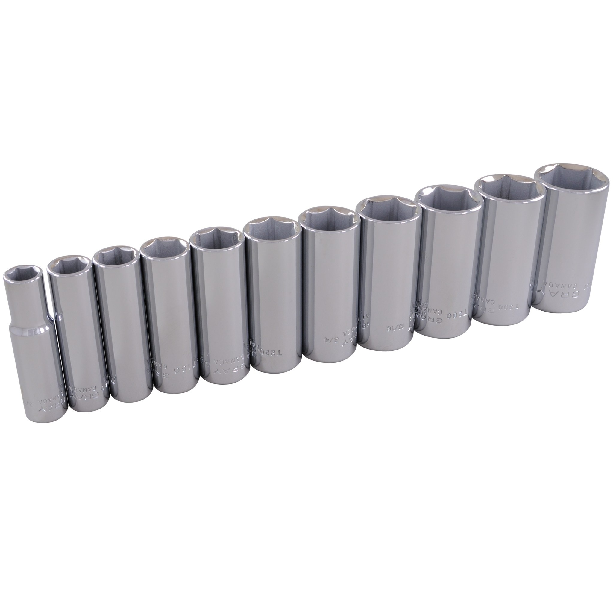3/8" Dr. 11 Piece 6 Point Deep SAE Socket Set