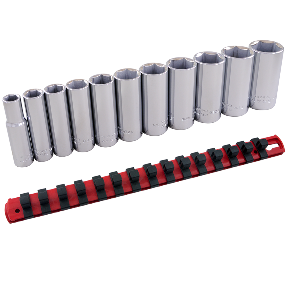 3/8" Dr. 11 Piece 6 Point Deep SAE Socket Set