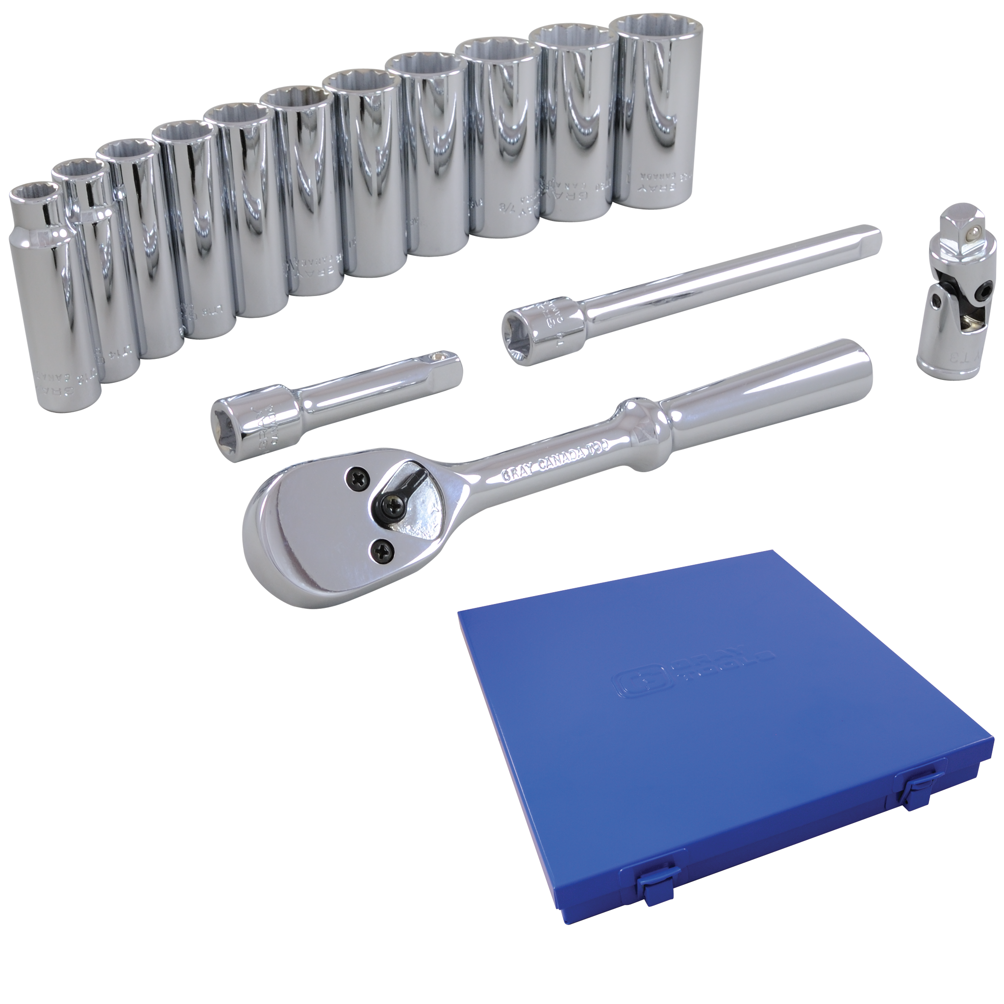 3/8" Dr. 15 Piece 12 Point Deep SAE Socket Set