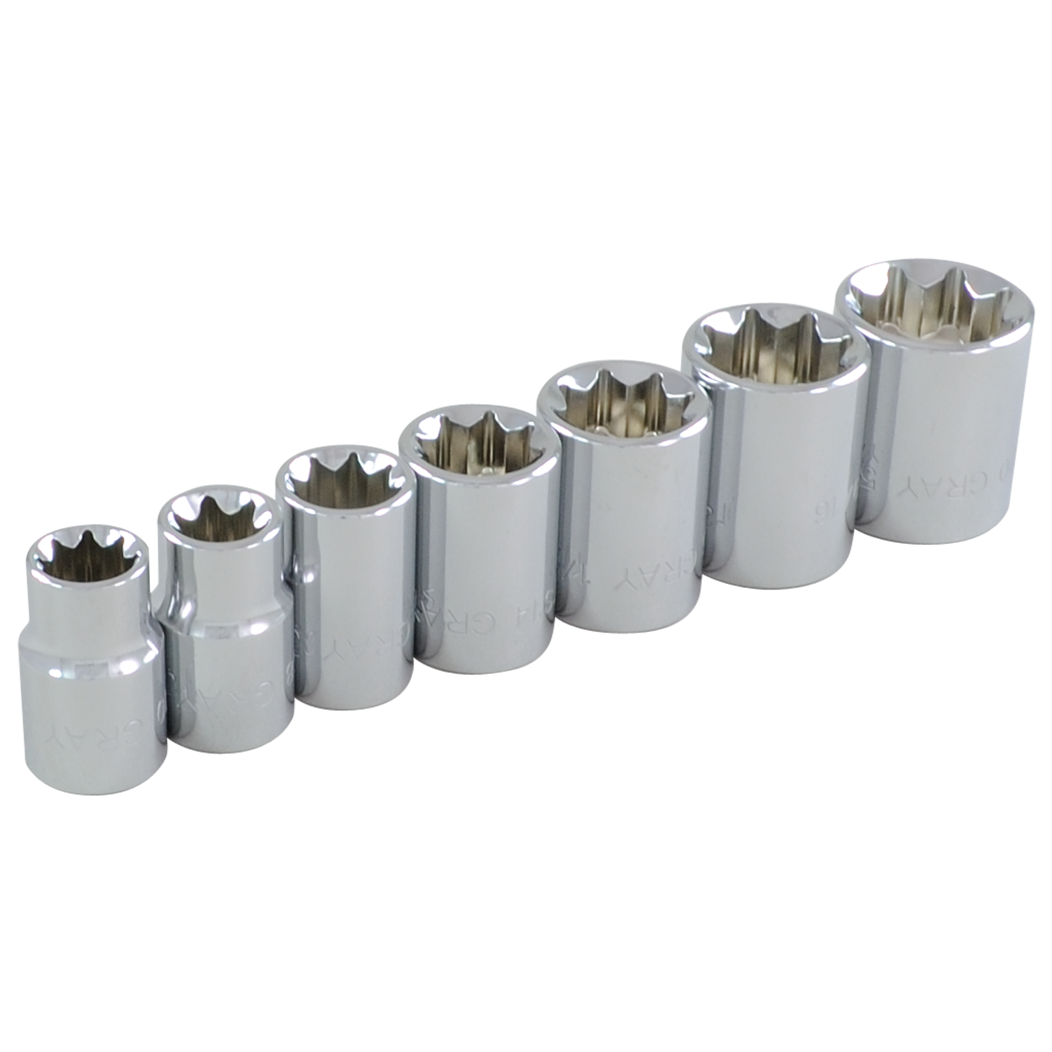 3/8" Dr. 7 Piece 8 Point Standard SAE Double Square Socket Set