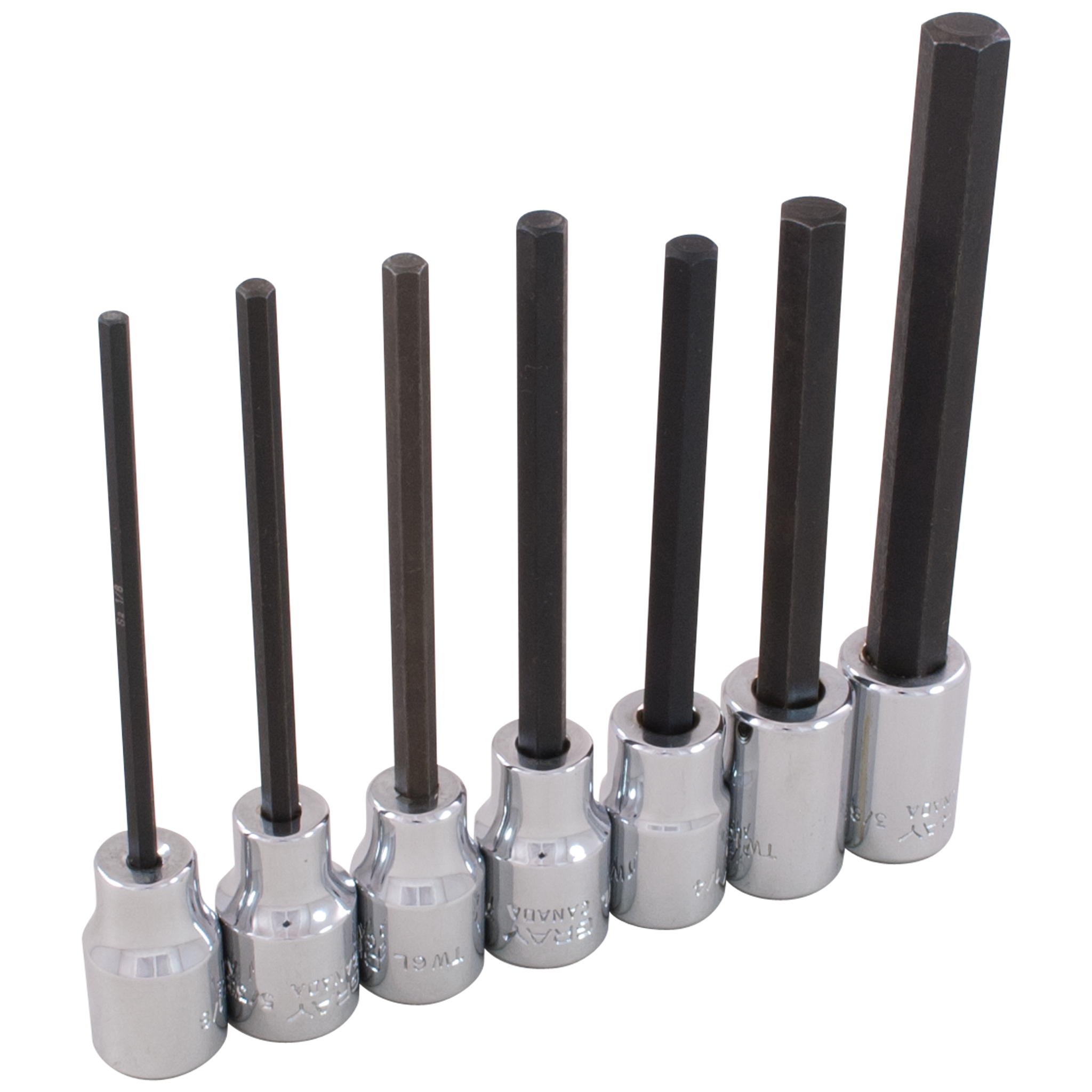 3/8" Dr. 7 Piece SAE Extra Long Hex Head Socket Set
