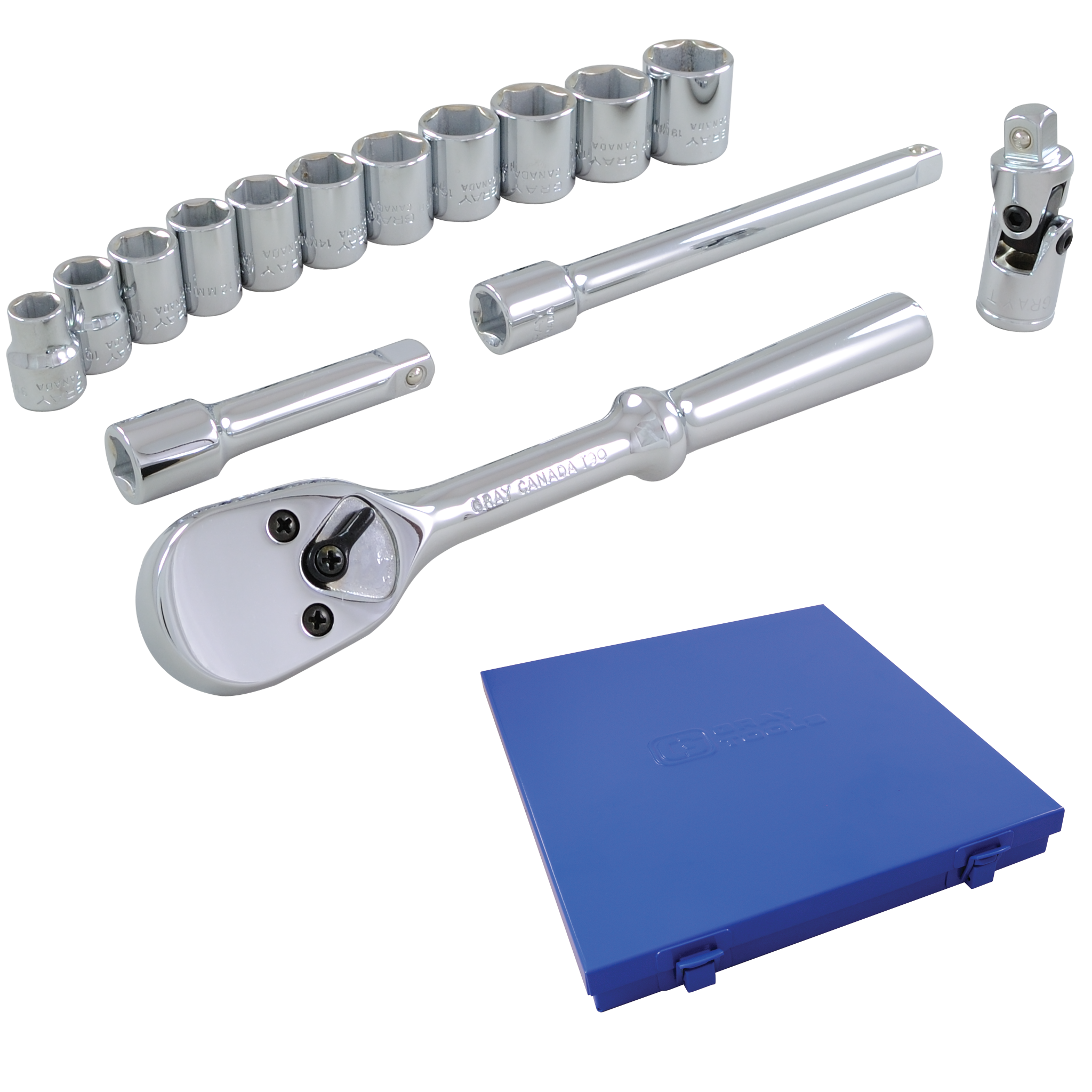 3/8" Dr. 15 Piece 6 Point Standard Metric Socket Set