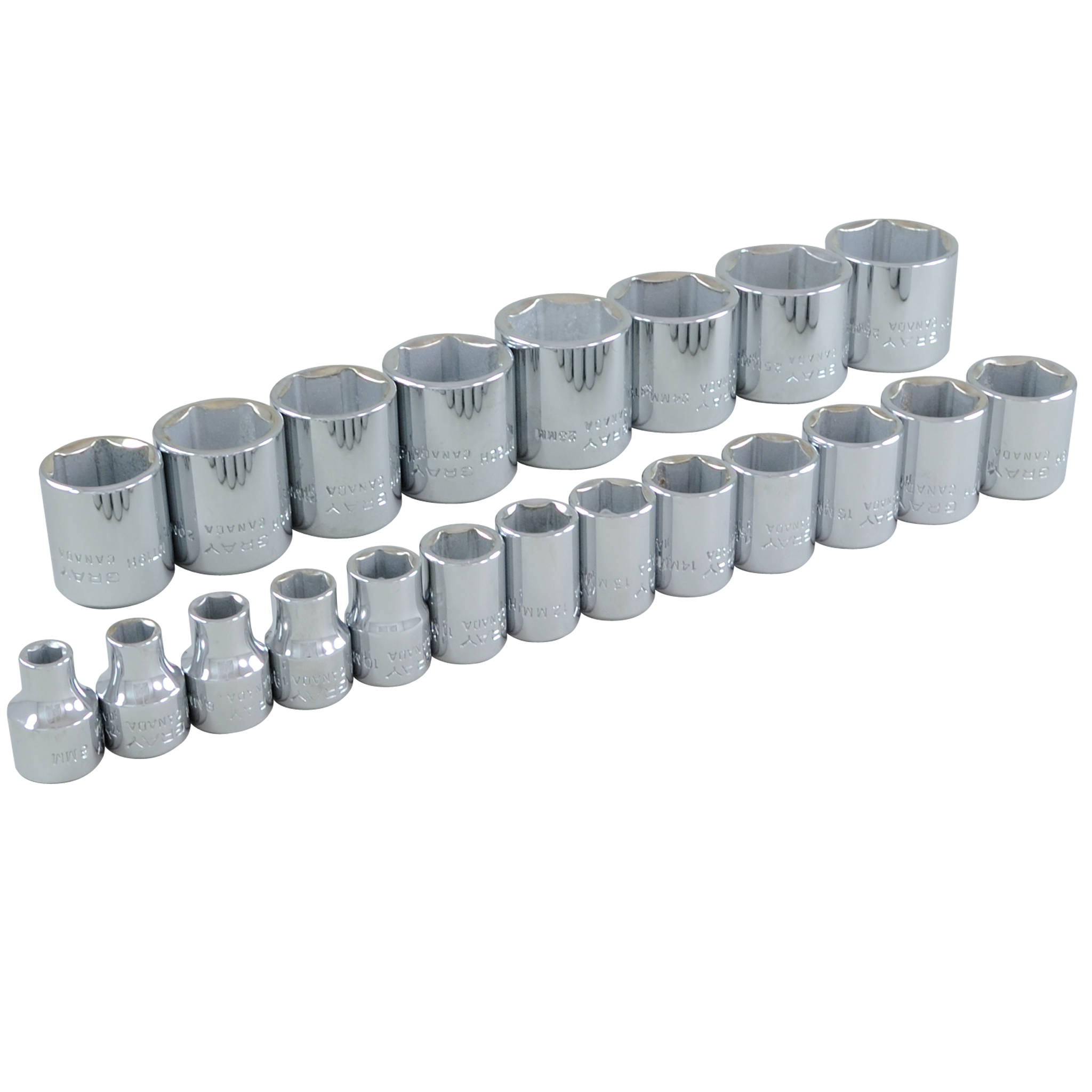 3/8" Dr. 21 Piece 6 Point Standard Metric Socket Set