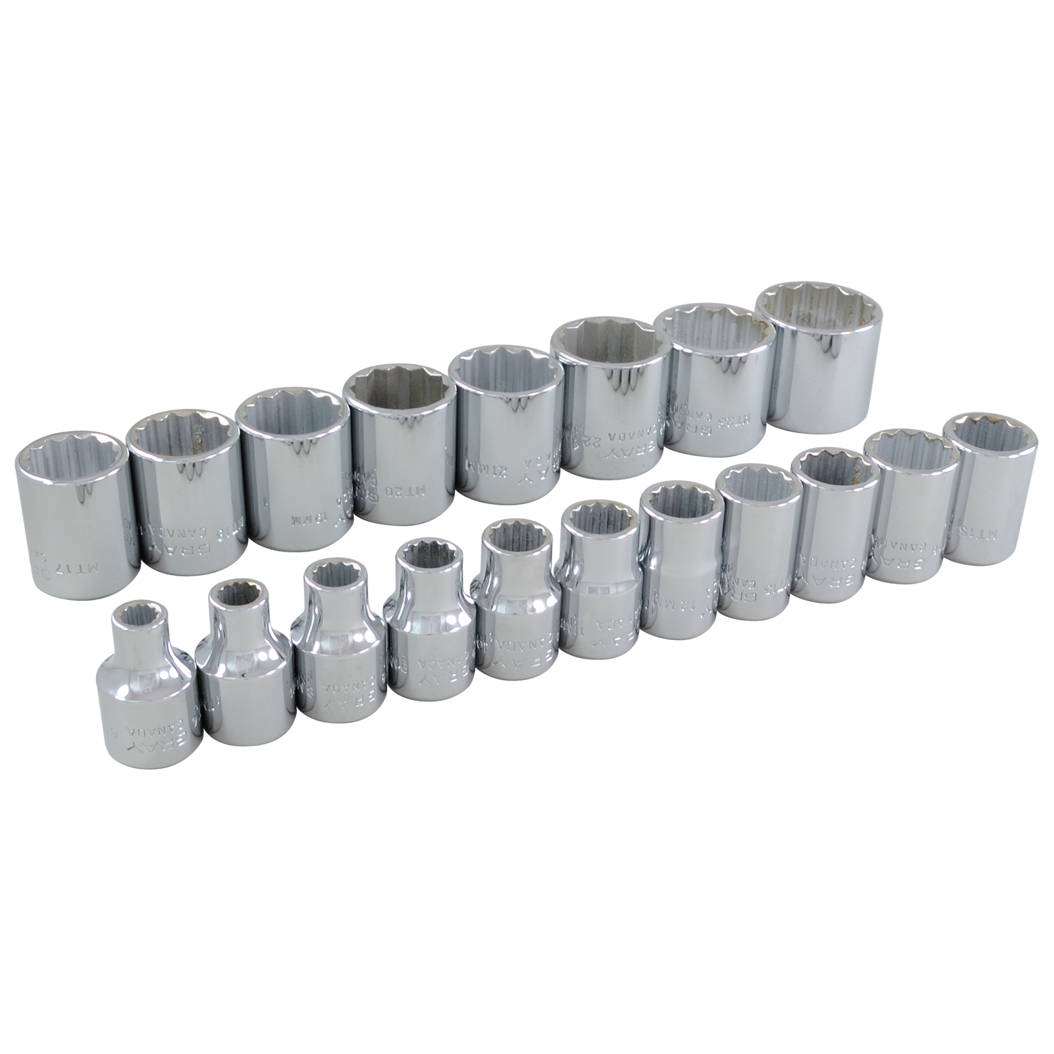 3/8" Dr. 19 Piece 12 Point Standard Metric Socket Set