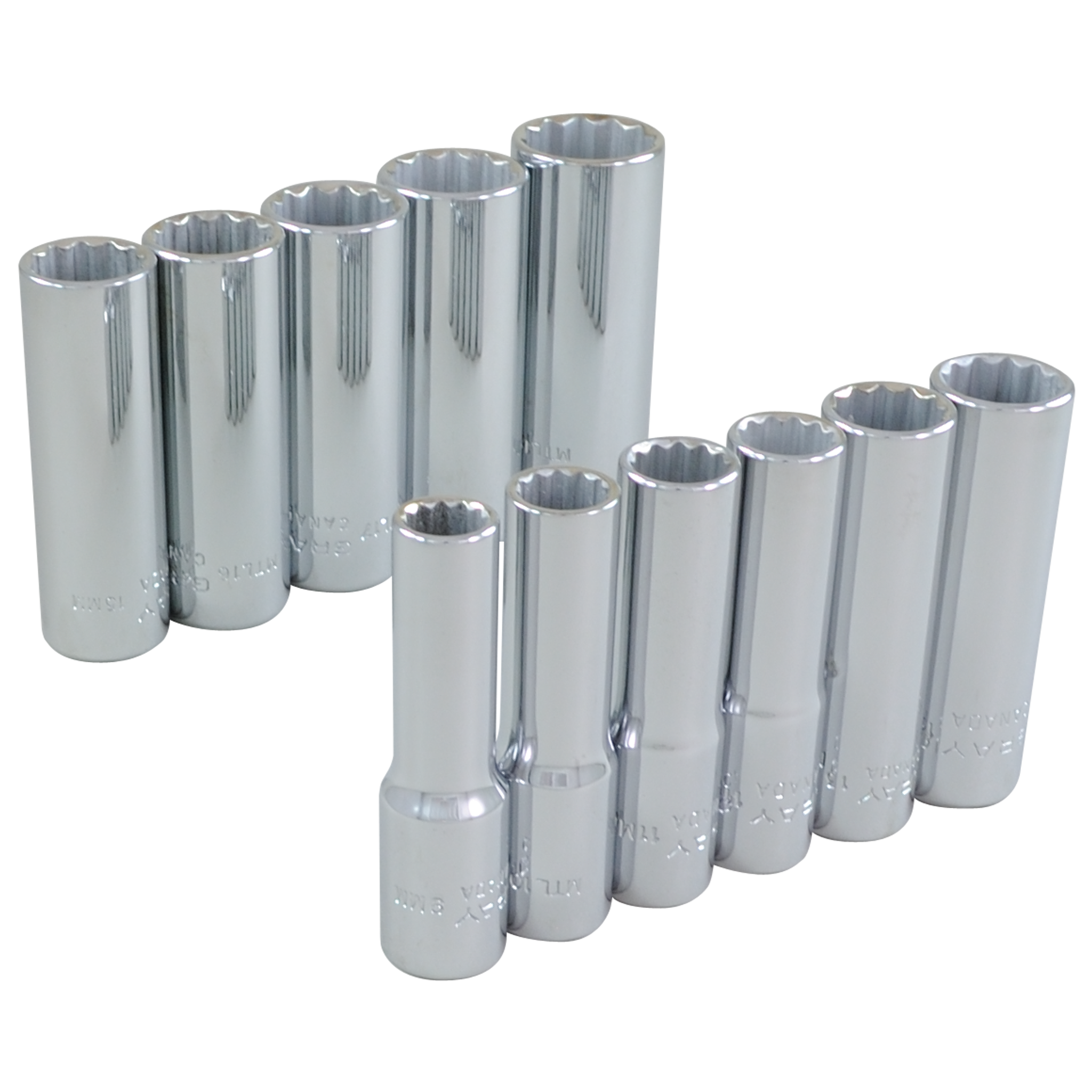 3/8" Dr. 11 Piece 12 Point Deep Metric Socket Set