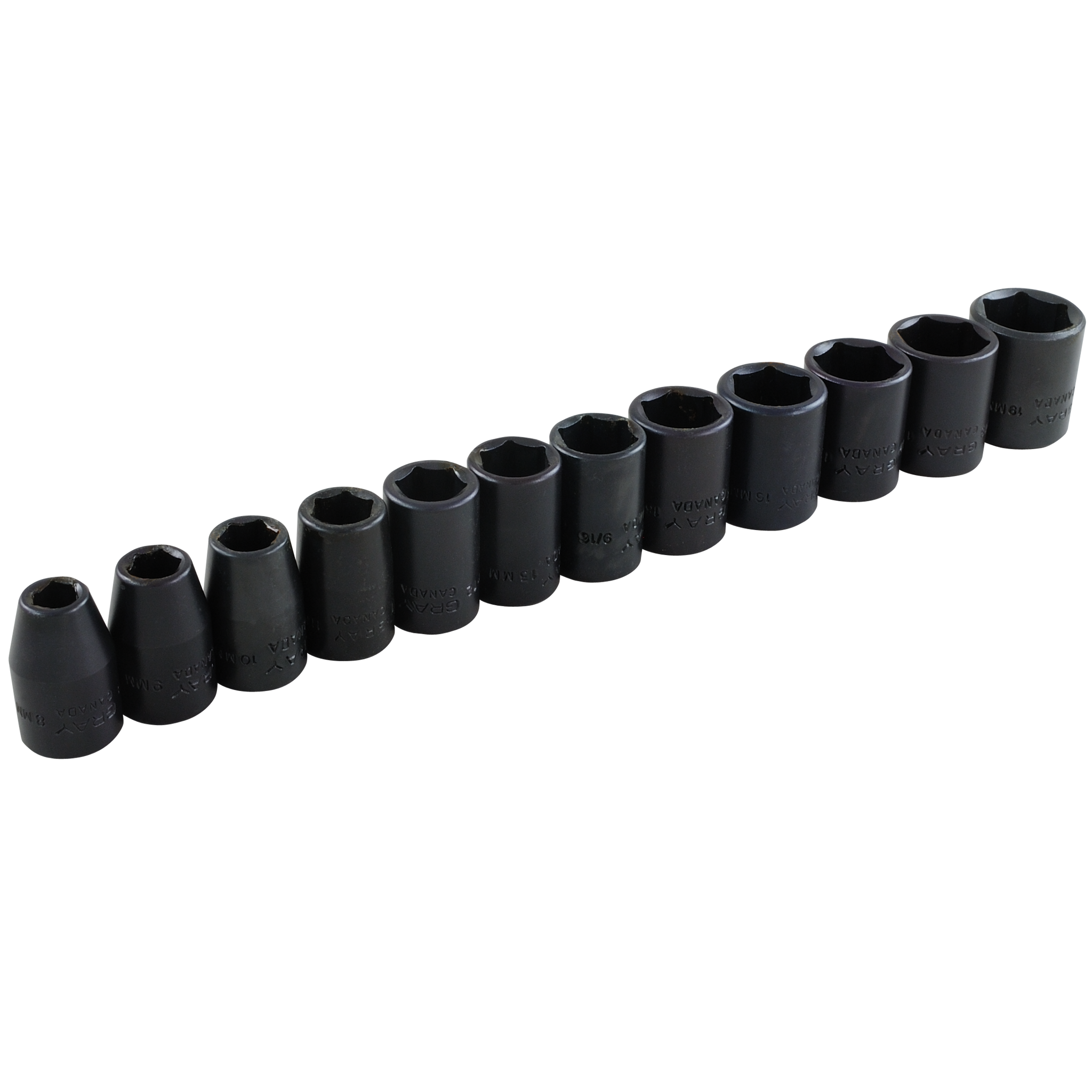3/8" Dr. 12 Piece 6 Point Standard Metric Impact Socket Set