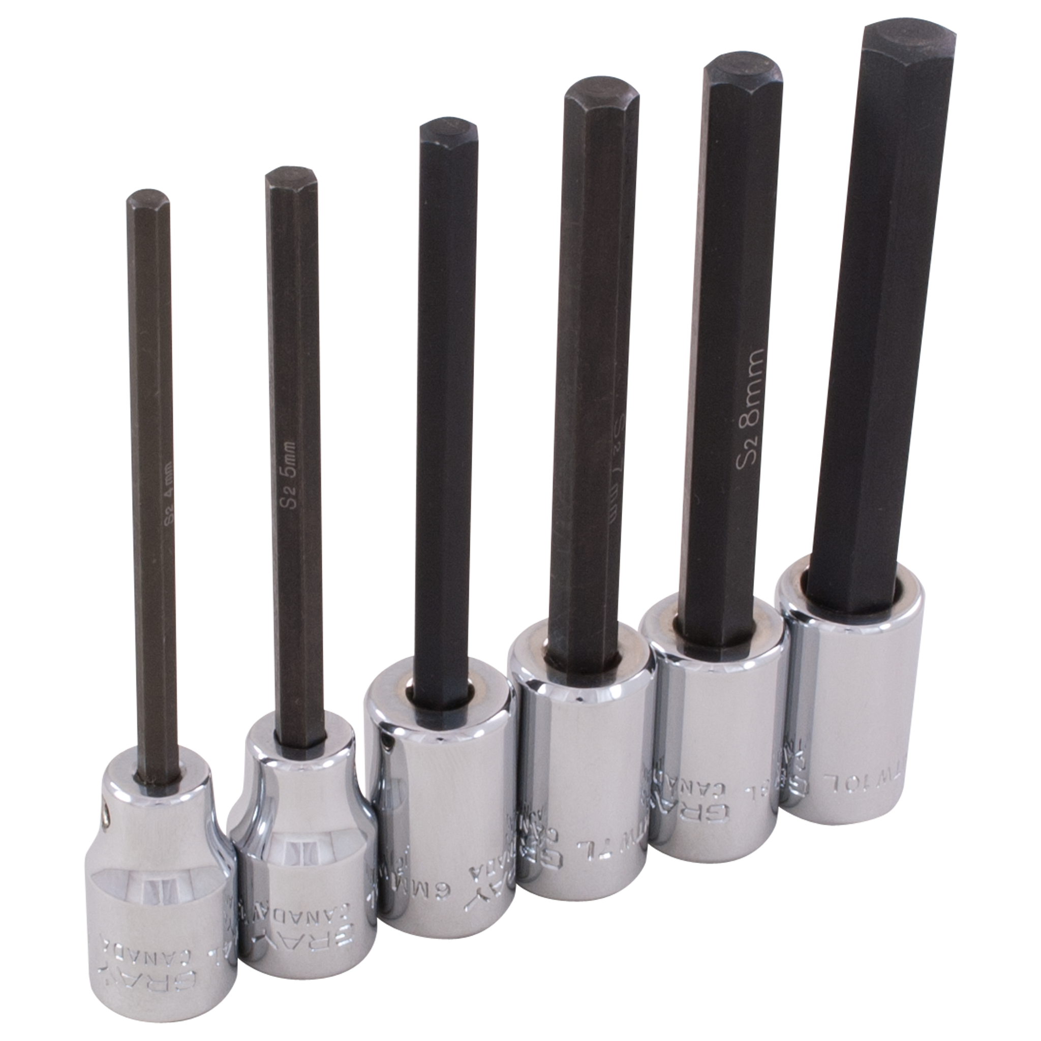 3/8" Dr. 6 Piece Metric Extra Long Hex Head Socket Set
