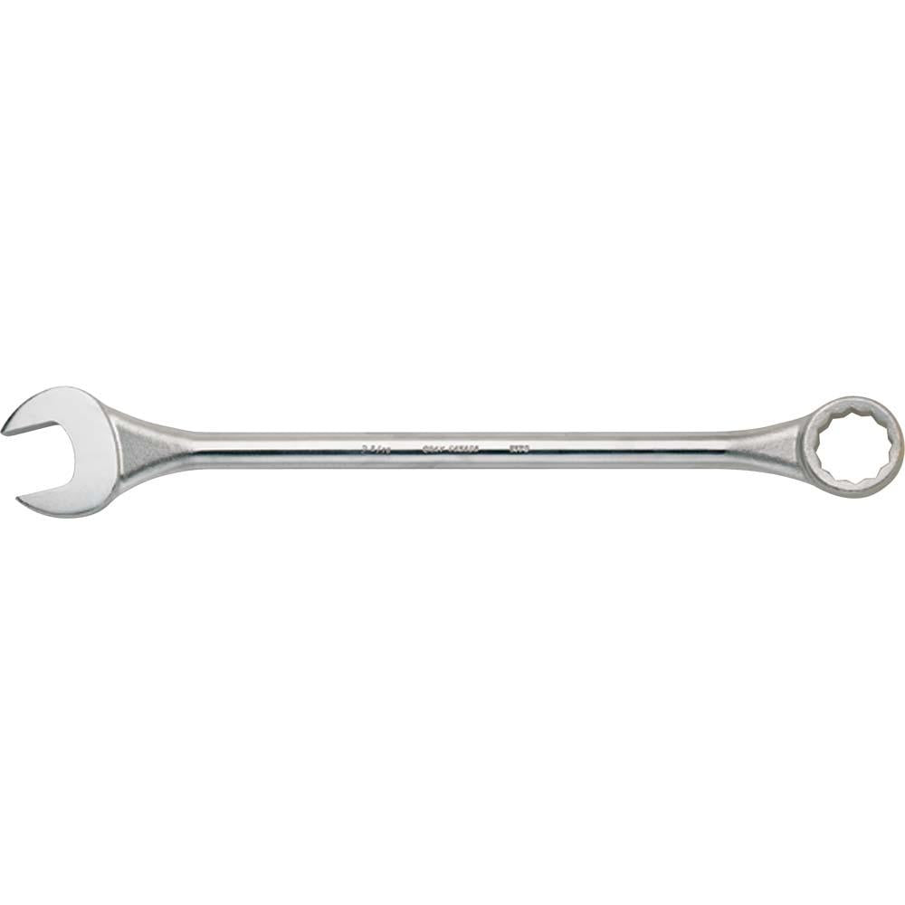 12 Point SAE Round Shank Large Combination Wrenches - 15° Offset - Satin Chrome Finish