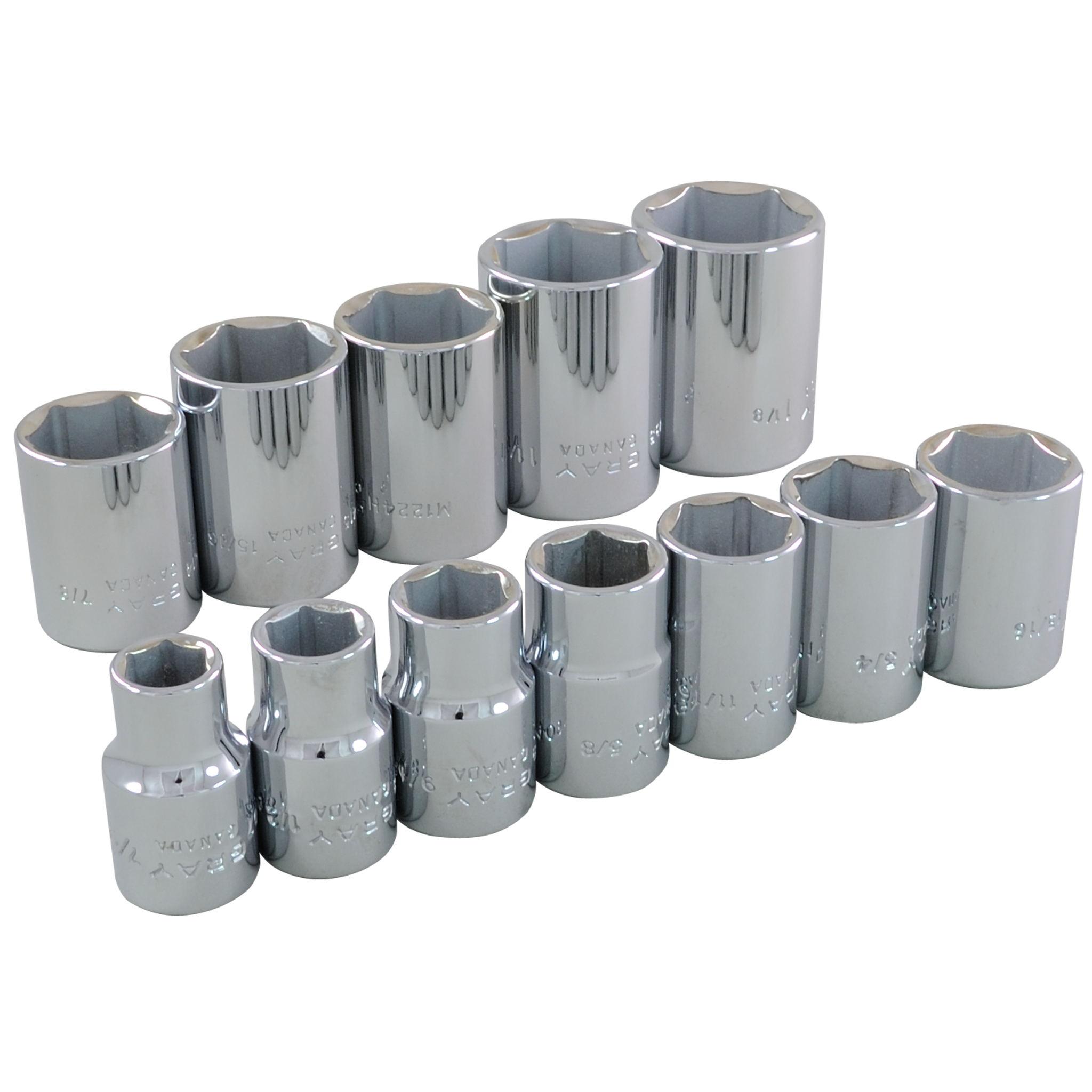 1/2" Dr. 12 Piece 6 Point Standard SAE Socket Set