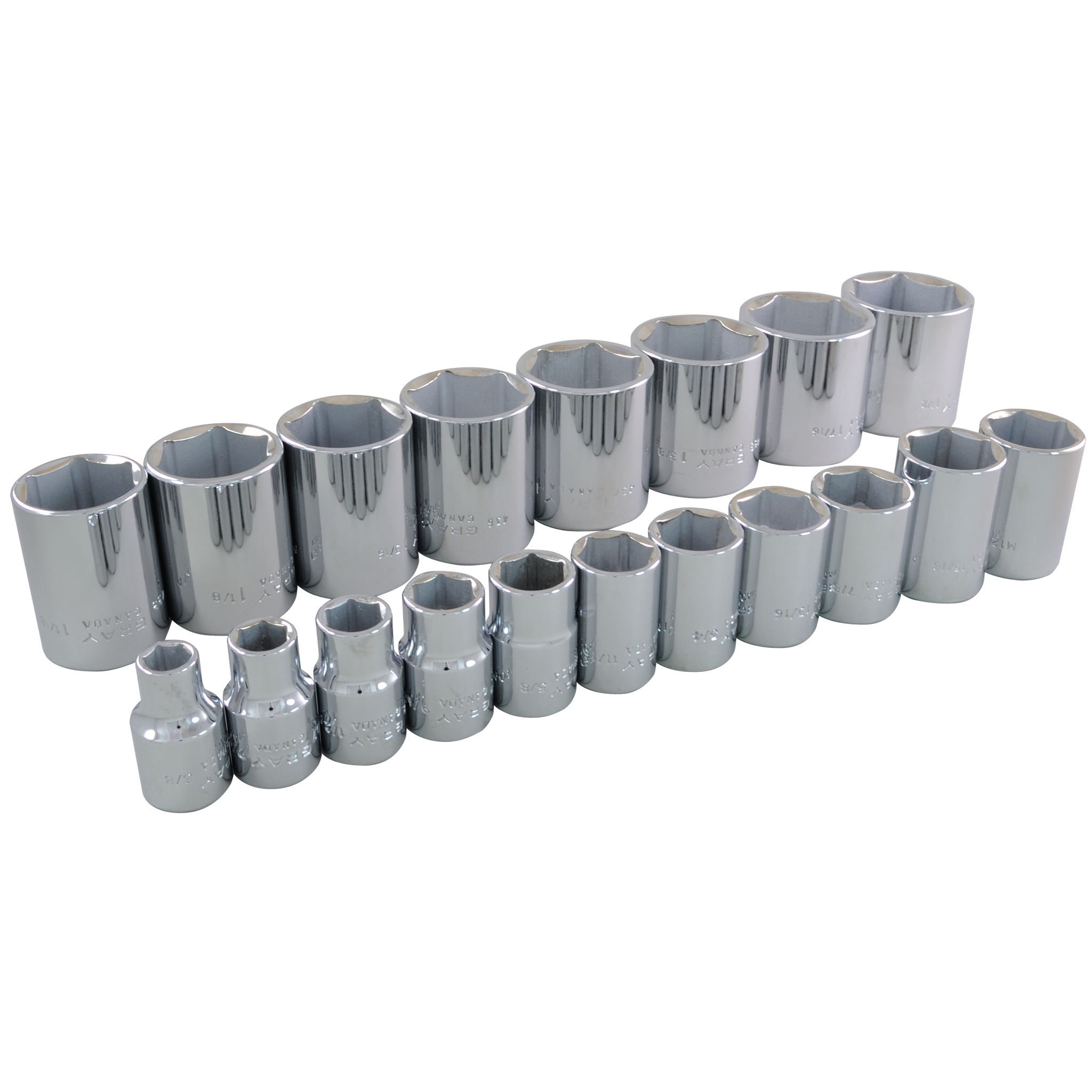 1/2" Dr. 19 Piece 6 Point Standard SAE Socket Set