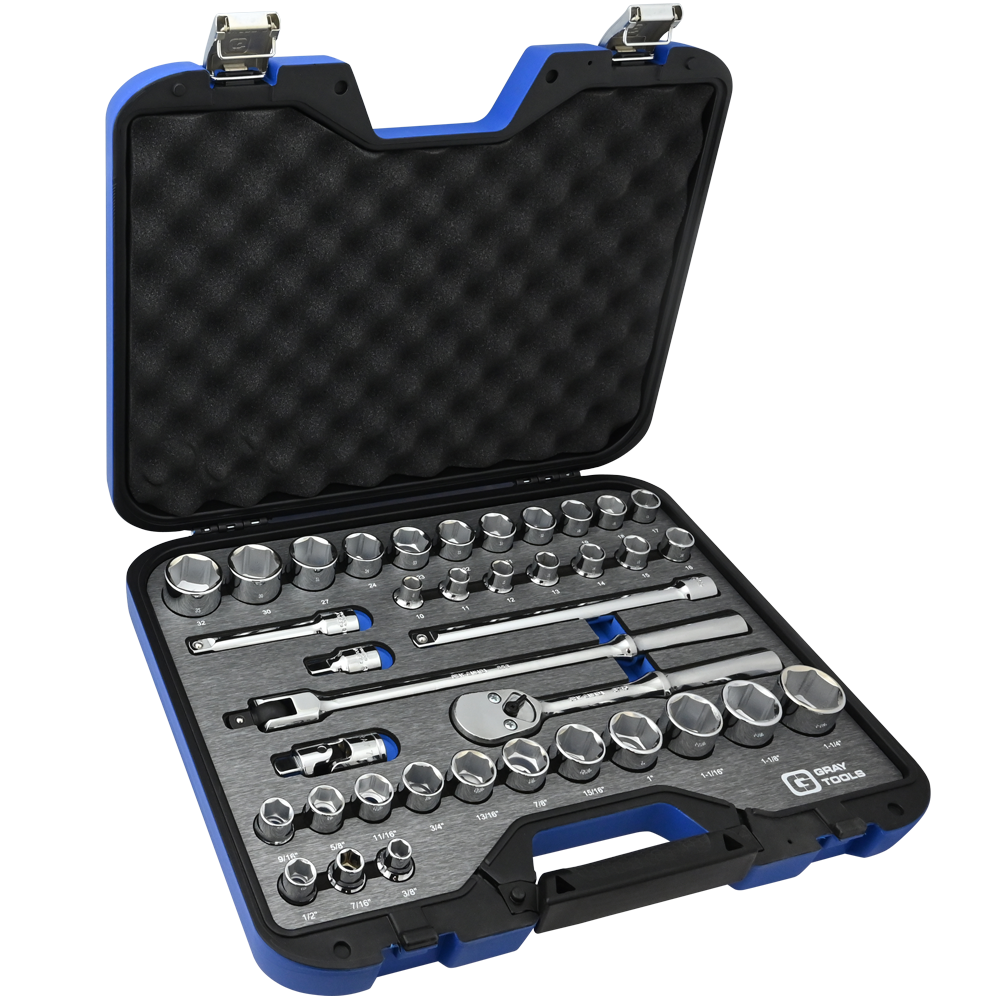 1/2" Dr. 38 Piece 6 Point SAE & Metric Socket & Attachment Set