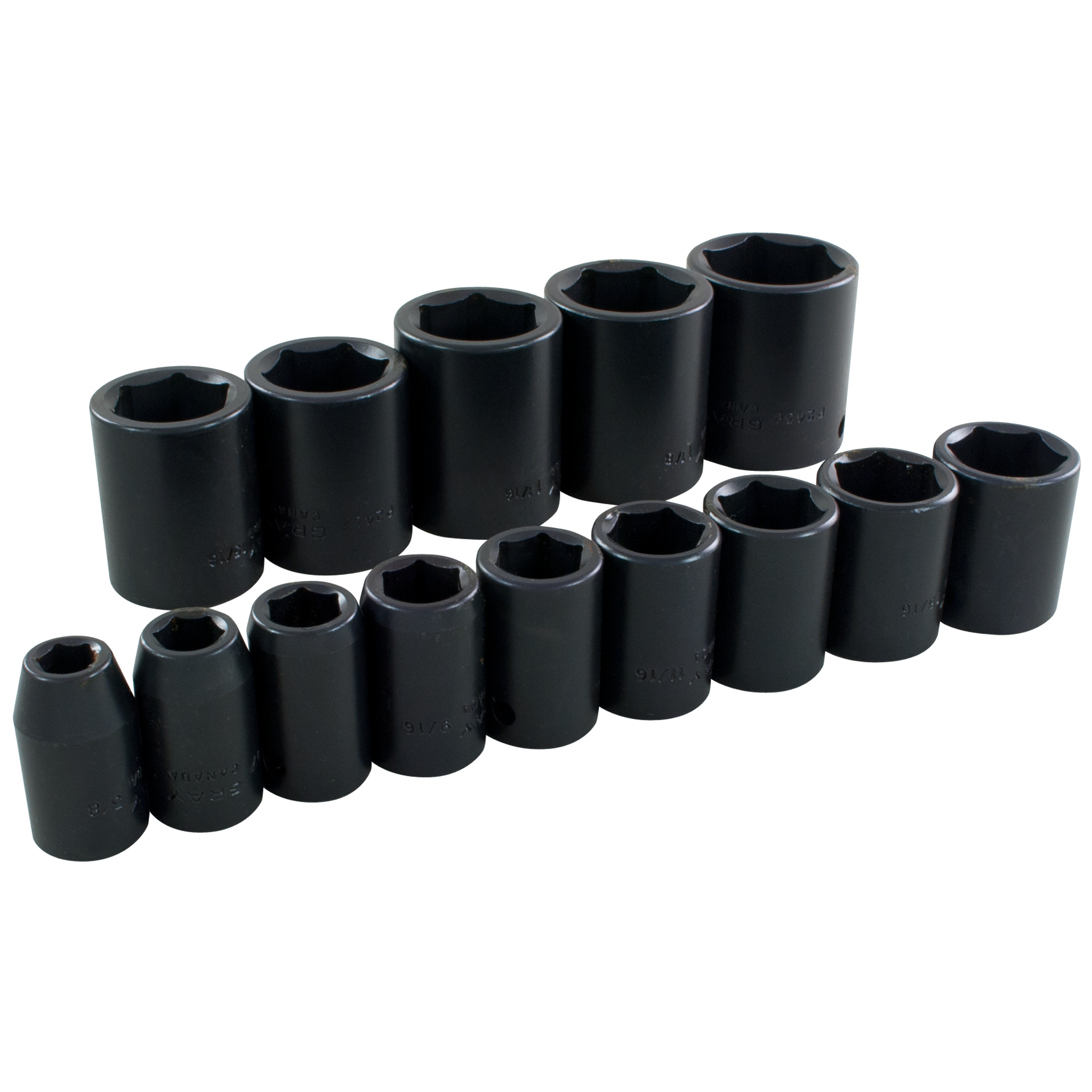 1/2" Dr. 14 Piece 6 Point Standard SAE Impact Socket Set