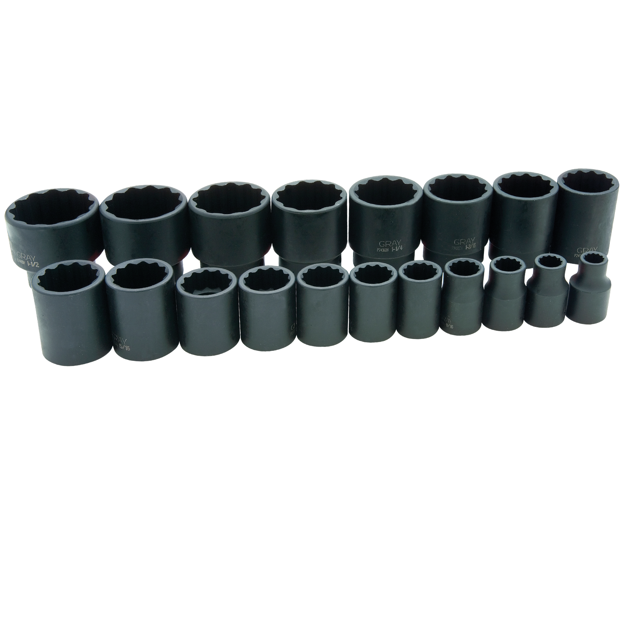 1/2" Dr. 19 Piece 12 Point Standard SAE Impact Socket Set
