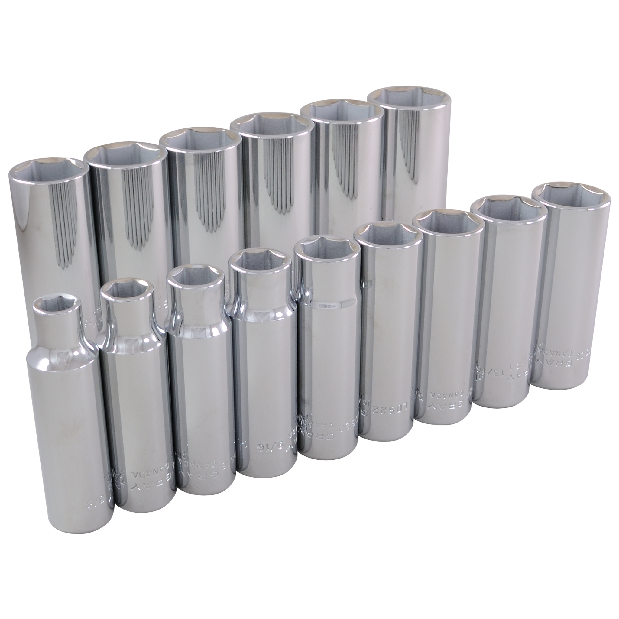 1/2" Dr. 15 Piece 6 Point Deep SAE Socket Set