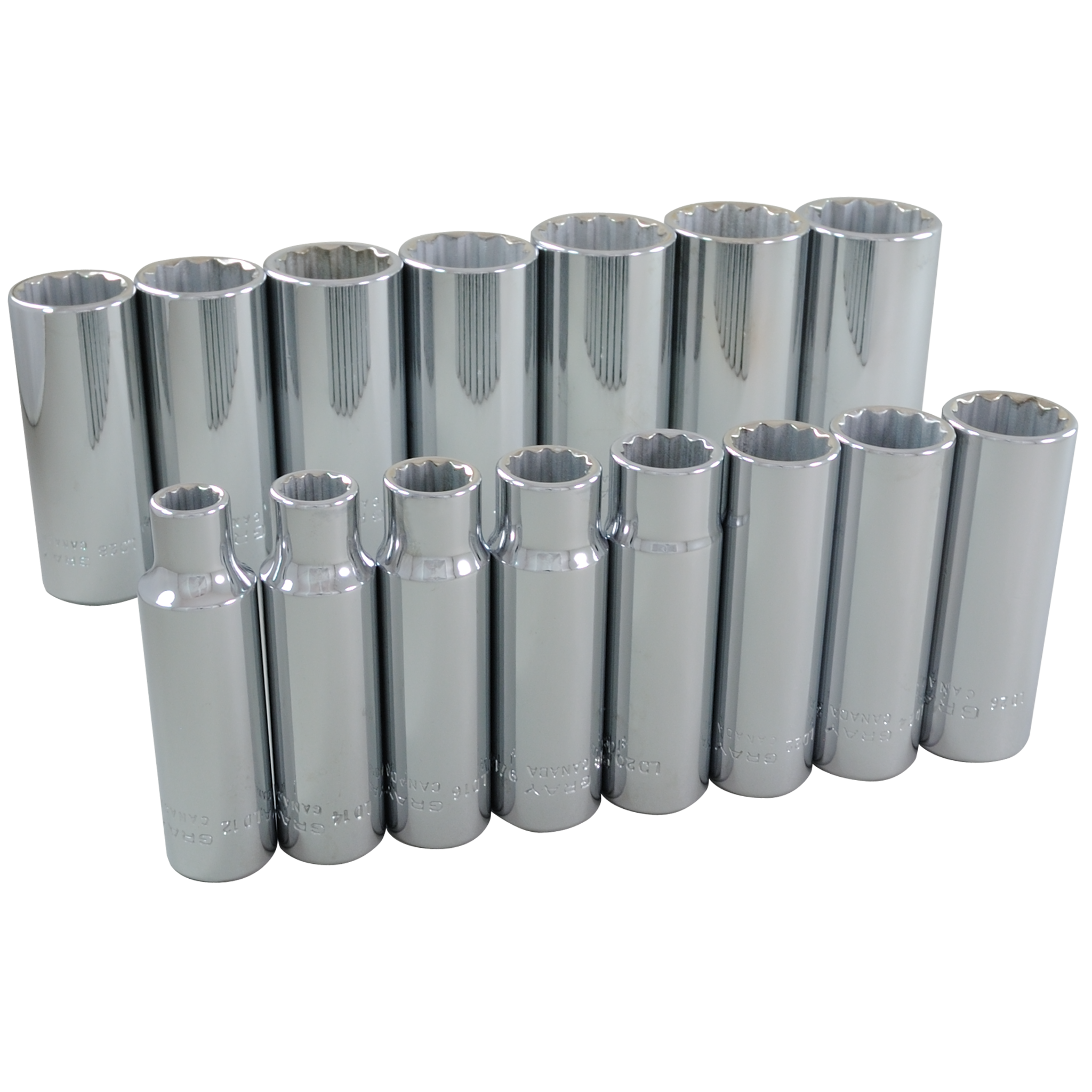 1/2" Dr. 15 Piece 12 Point Deep SAE Socket Set