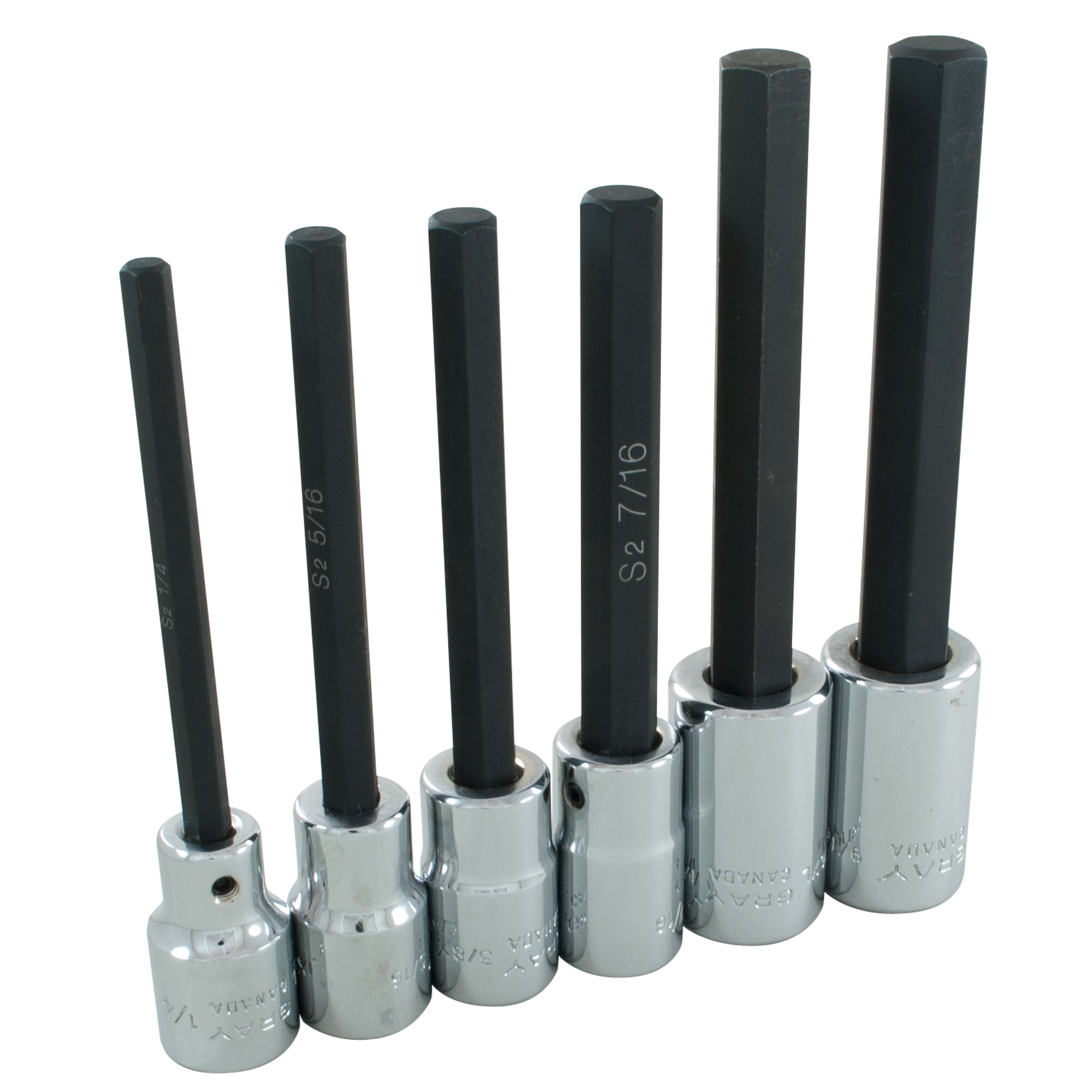 1/2" Dr. 6 Piece Extra Long SAE Hex Head Socket Set