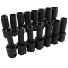 1/2" Dr. 15 Piece 6 Point Deep Metric Impact Universal Joint Socket Set
