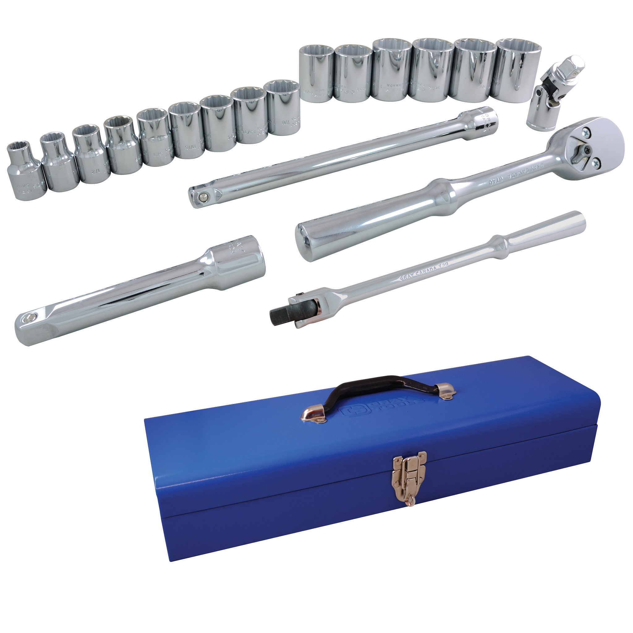 1/2" Dr. 20 Piece 12 Point Standard SAE Socket Set