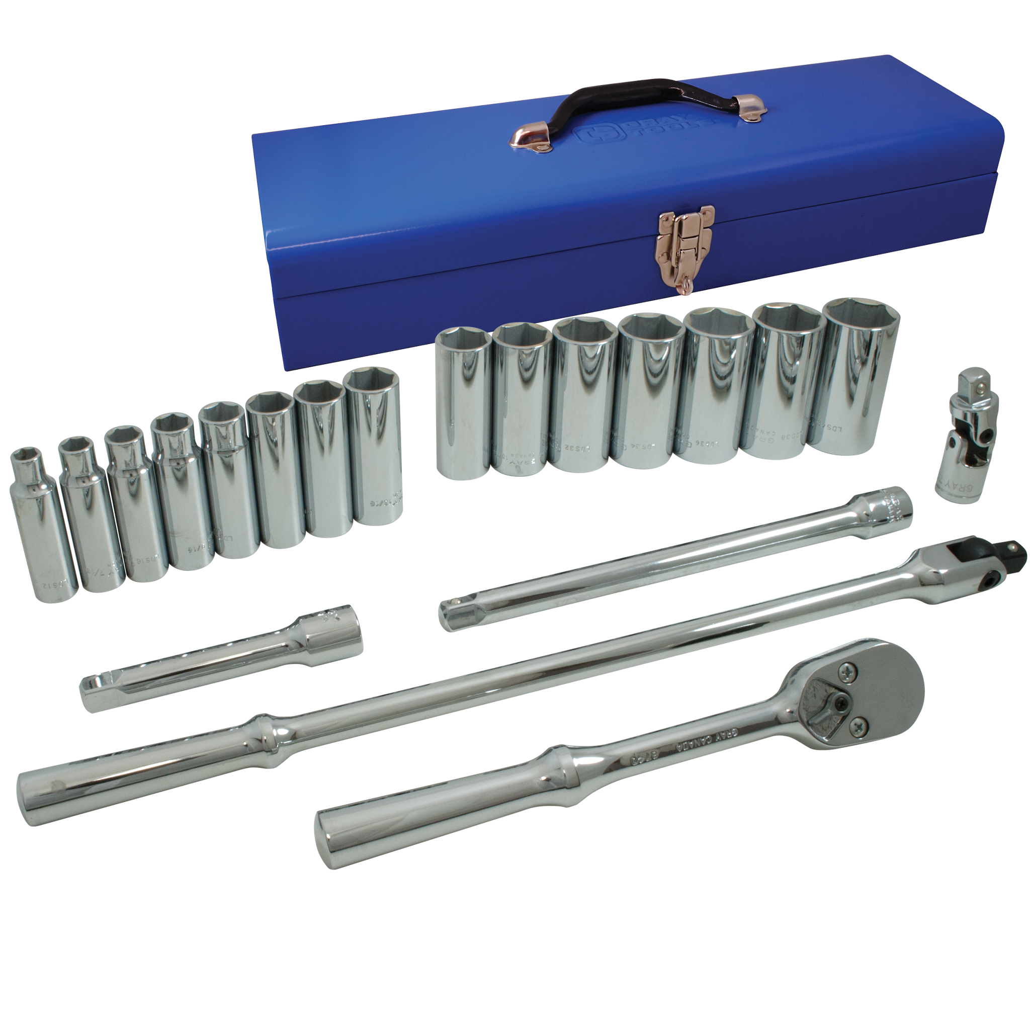 1/2" Dr. 20 Piece 6 Point Deep SAE Socket Set