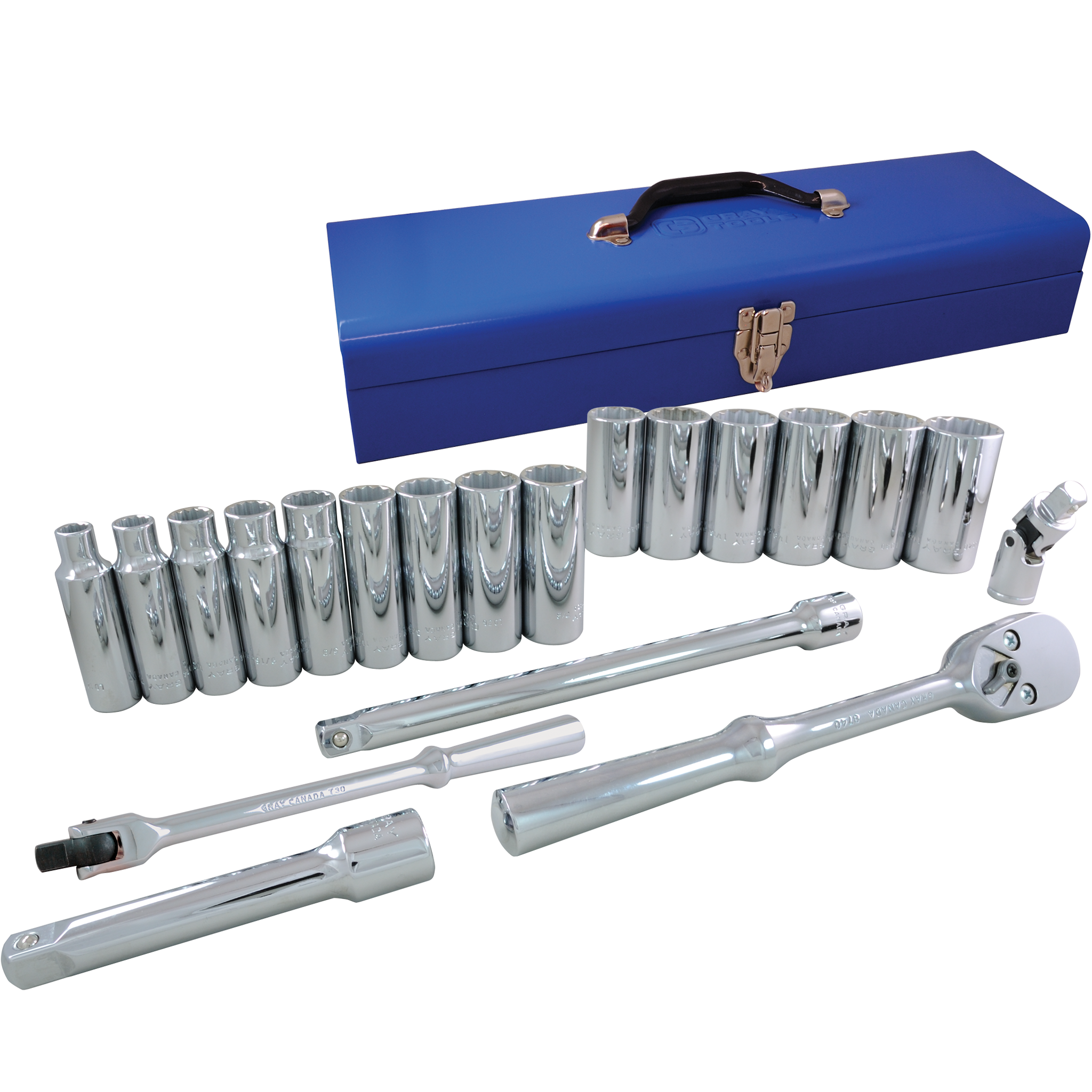 1/2" Dr. 20 Piece 12 Point Deep SAE Socket Set