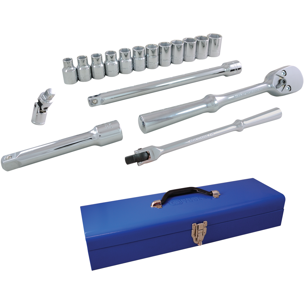 1/2" Dr. 17 Piece 6 Point Standard Metric Socket Set