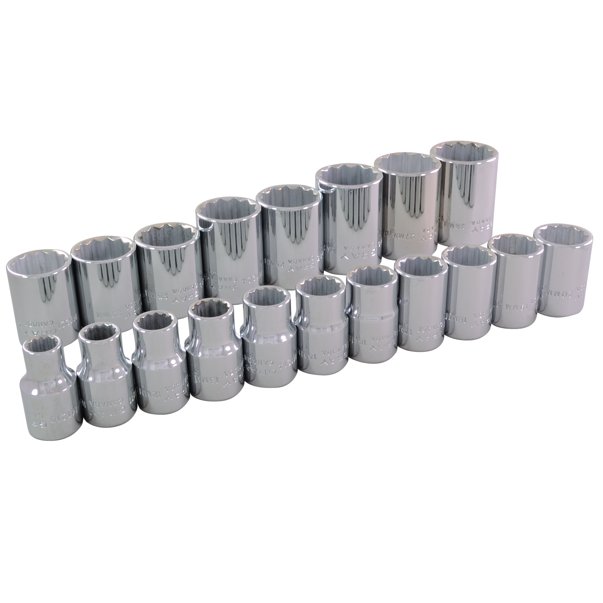 1/2" Dr. 19 Piece 12 Point Standard Metric Socket Set