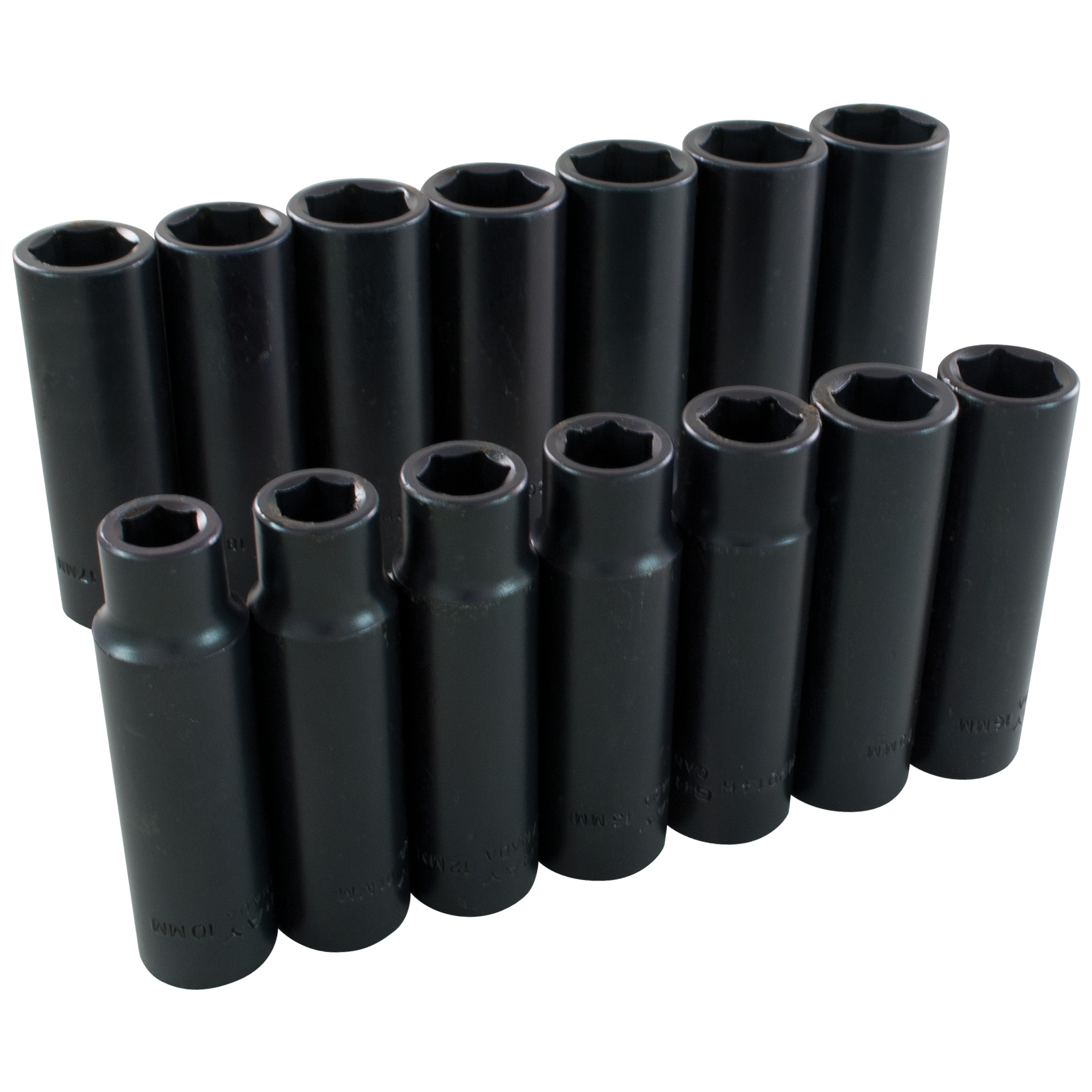 1/2" Dr. 14 Piece 6 Point Deep Metric Impact Socket Set