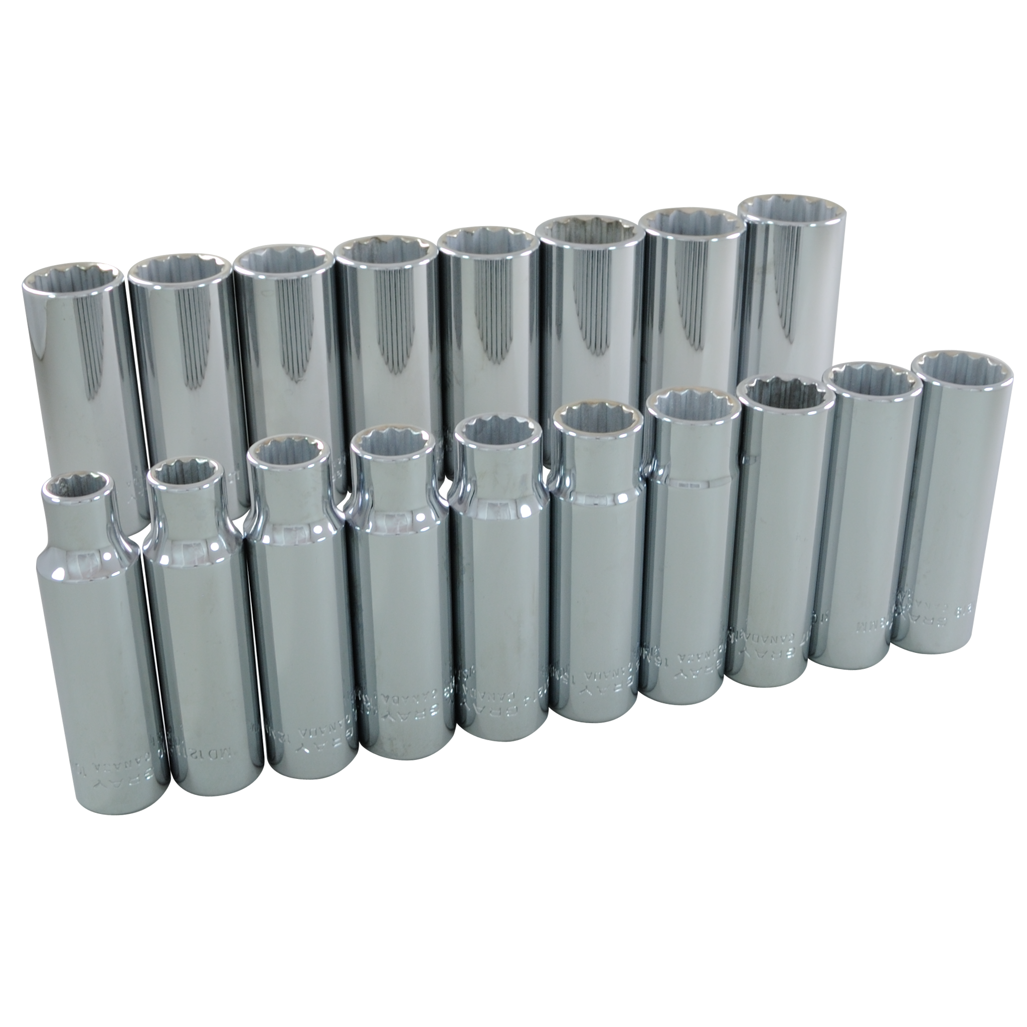 1/2" Dr. 18 Piece 12 Point Deep Metric Socket Set